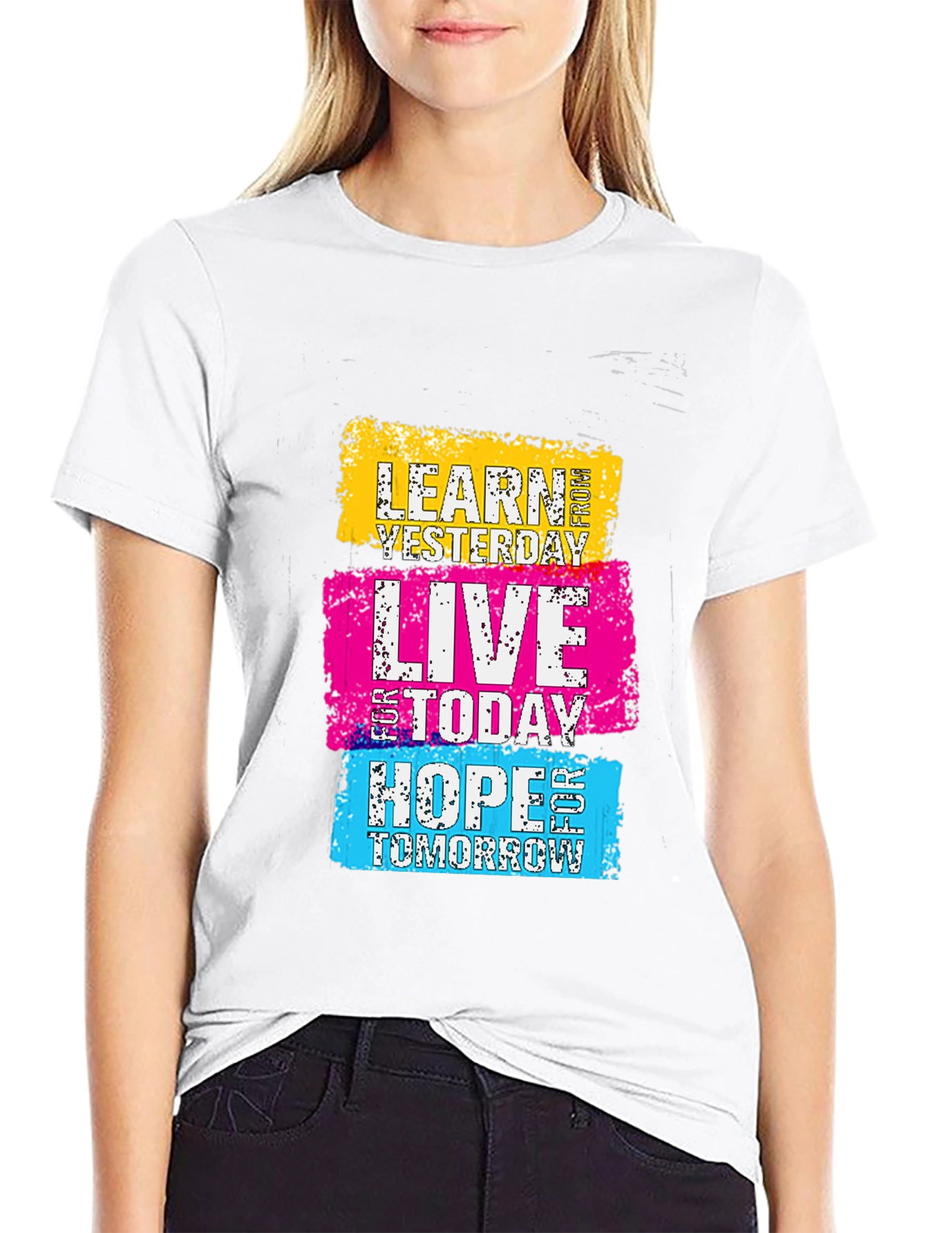 Black Motivational Learn Live Hope Graphic Tee view 9