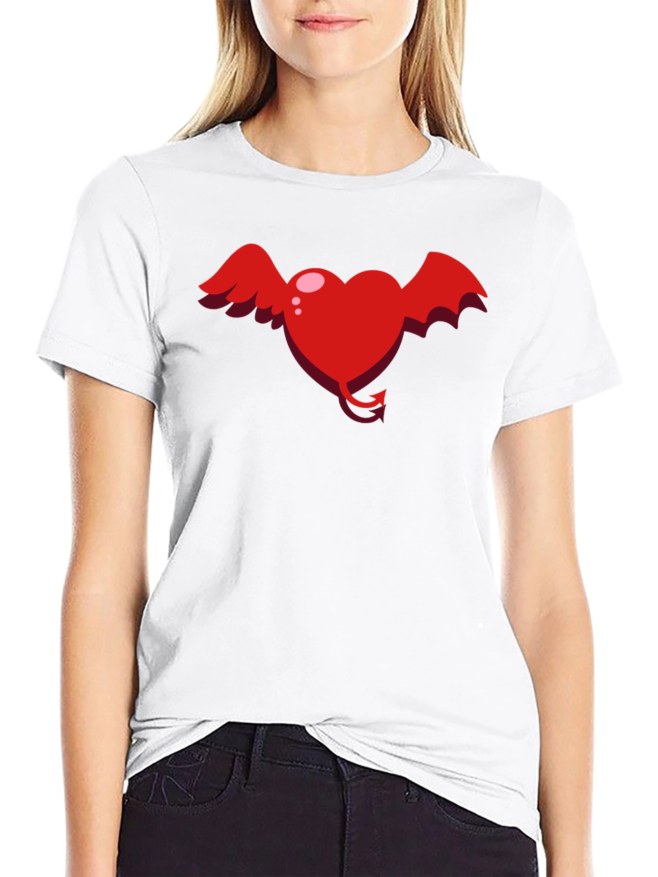 Black Heart Devil Winged Graphic Tee - Unisex view 9