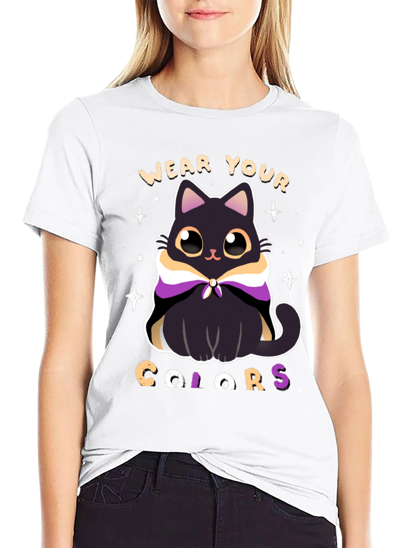 Black Wear Your Colors Cat Pride T-Shirt view 9