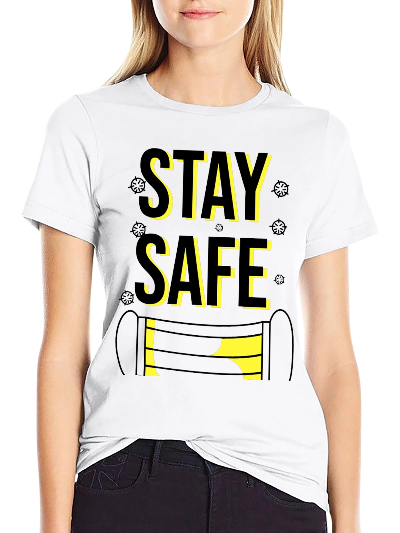 Black Stay Safe Graphic Tee - Black Cotton Blend view 9