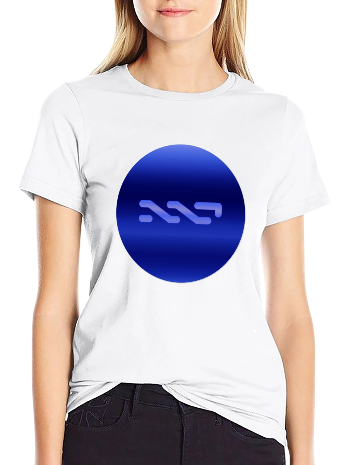 Black Modern Blue Circle Graphic Black T-Shirt view 9