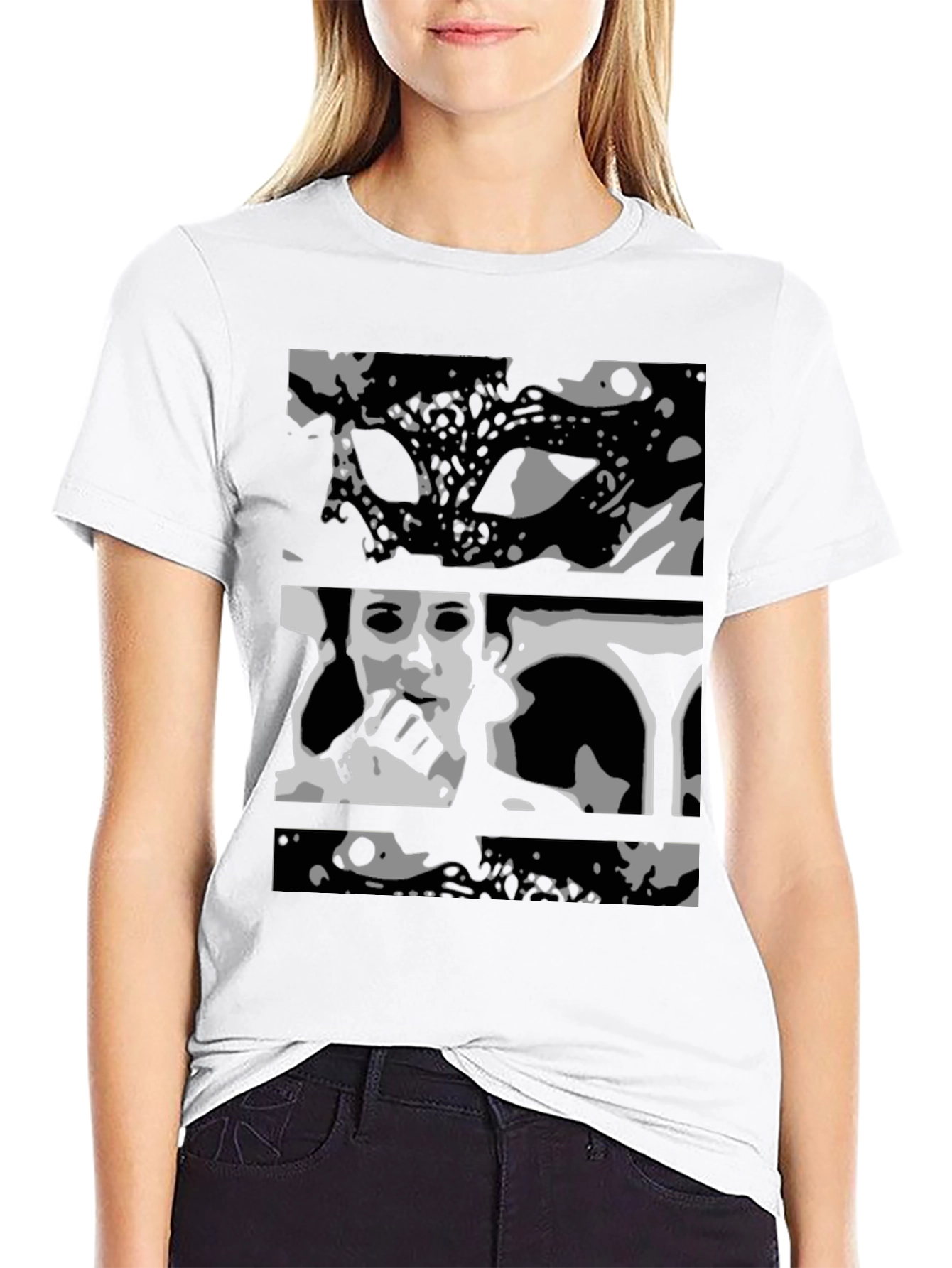 Black Abstract Black Graphic Print T-Shirt view 9