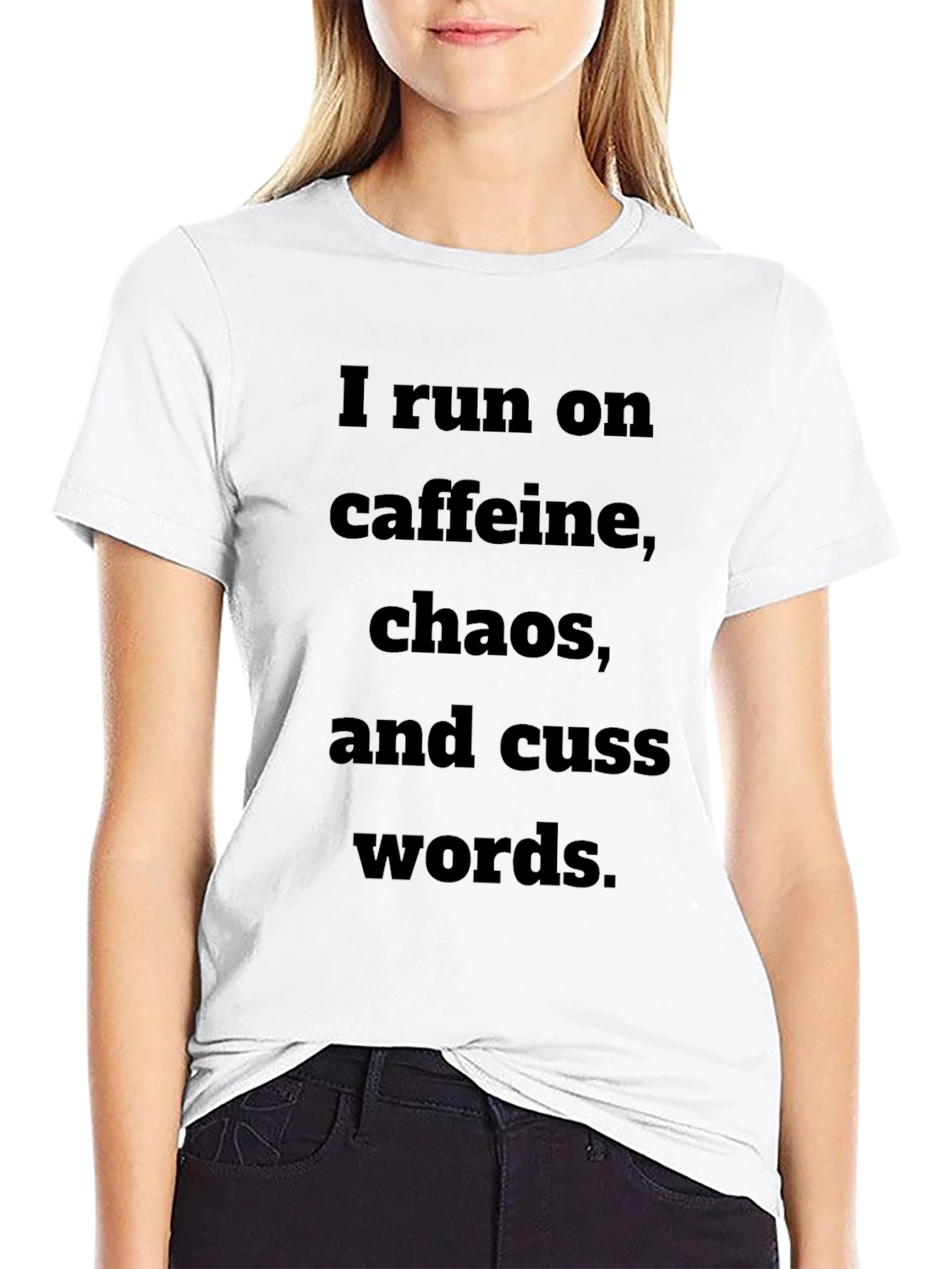 Black Caffeine Chaos Cuss Words T-Shirt view 9