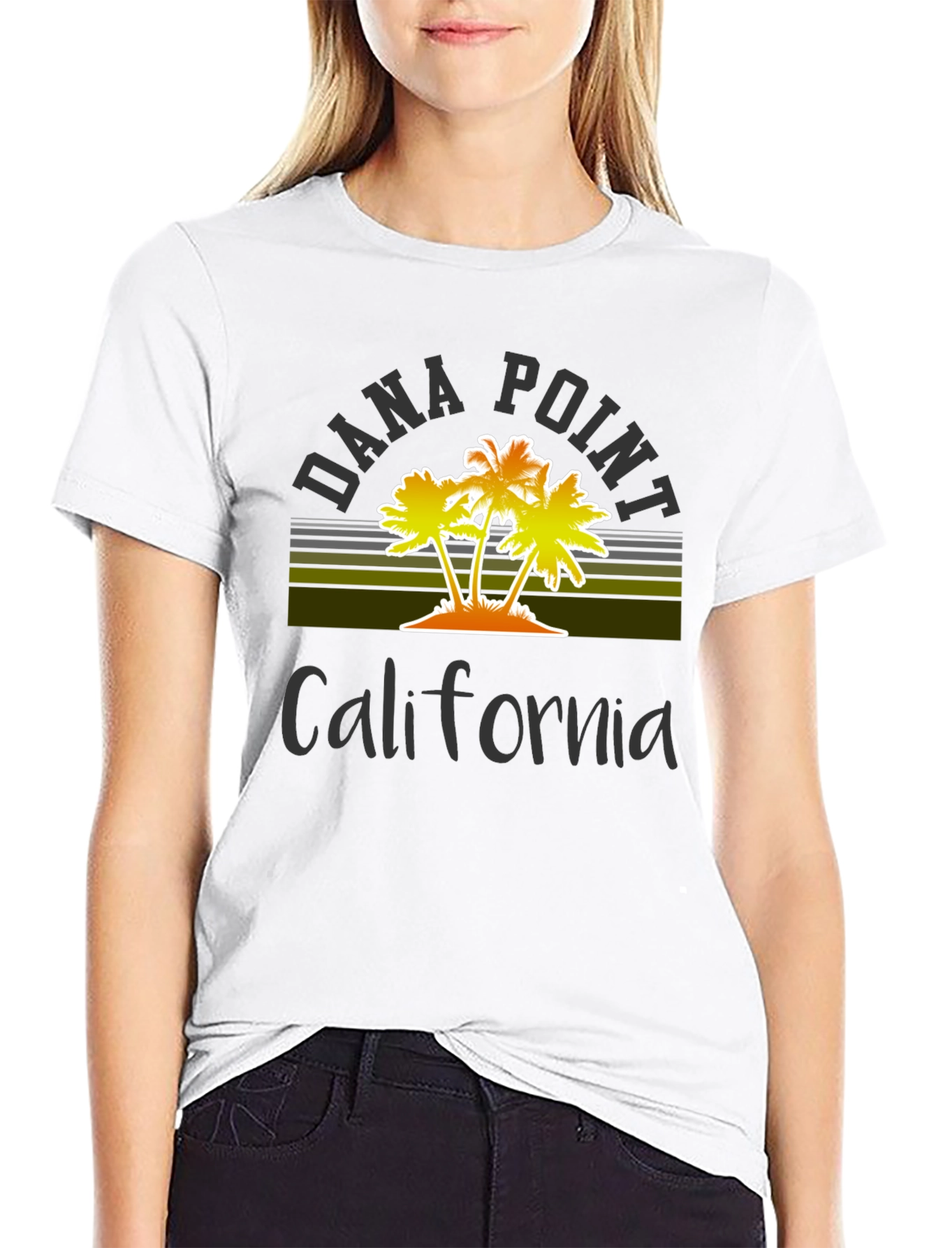 Black Dana Point California Palm Tree Graphic T-Shirt view 9