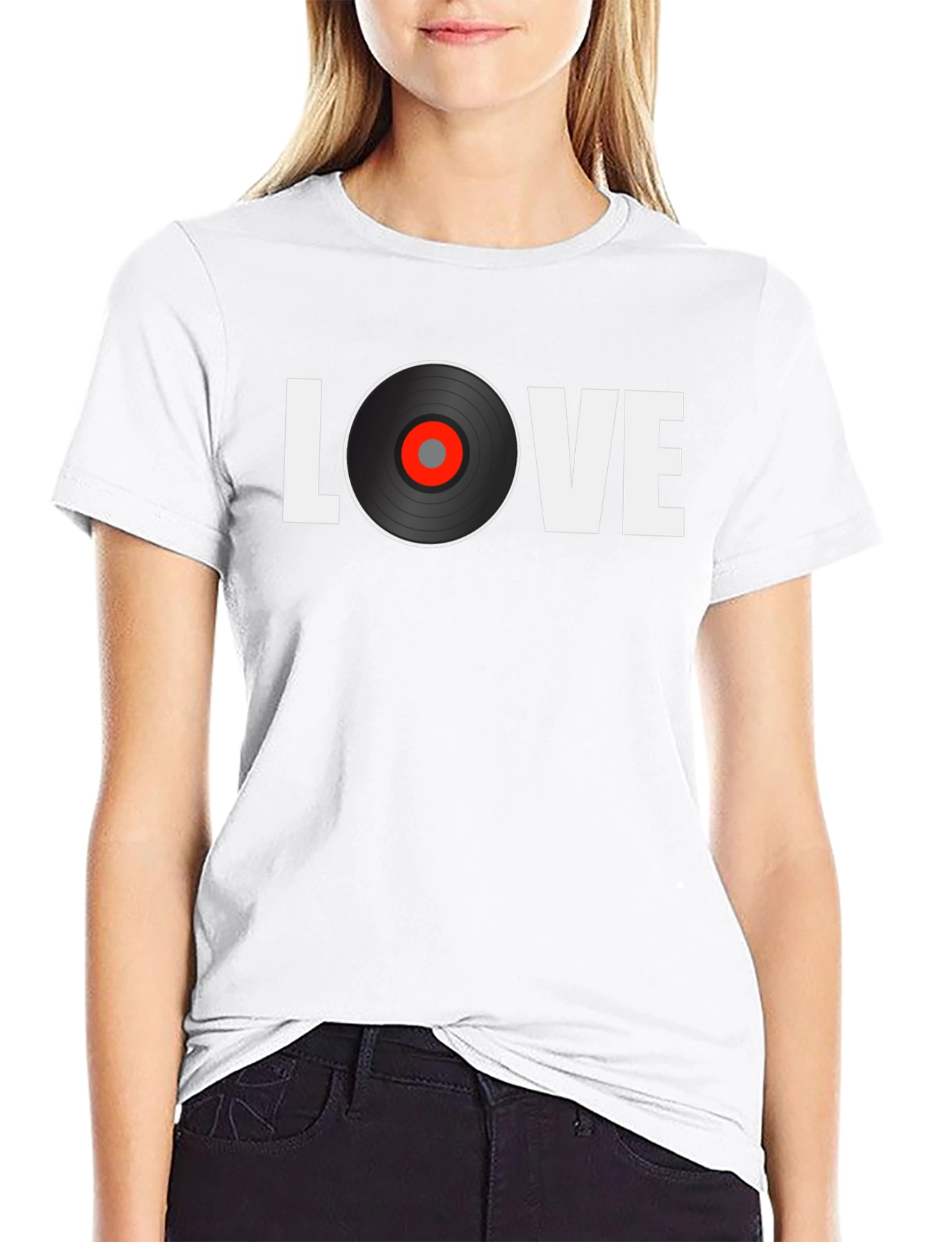 Black Love Vinyl Record Graphic T-Shirt view 9