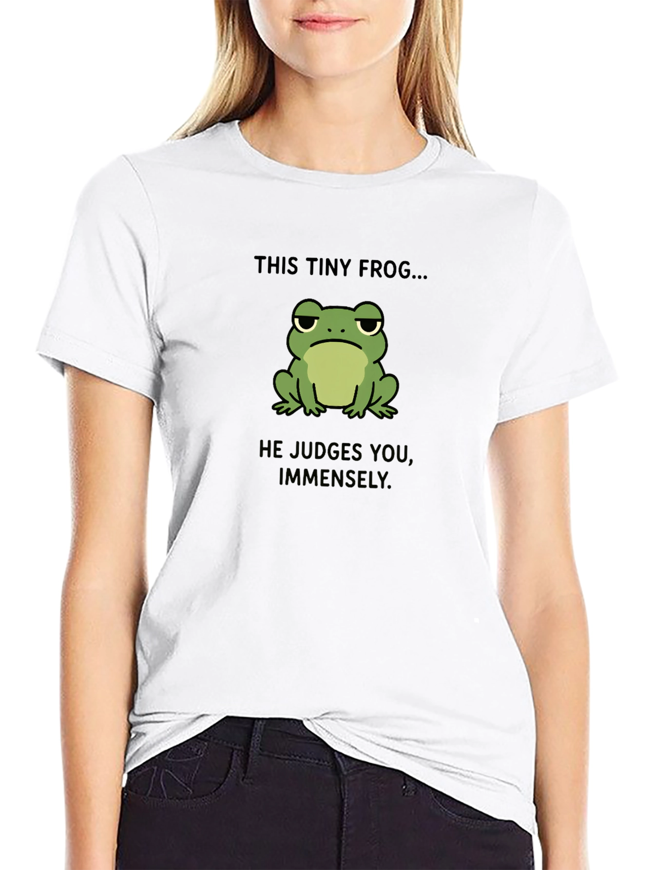 Black Tiny Frog Judge T-Shirt - Funny Graphic Tee view 9