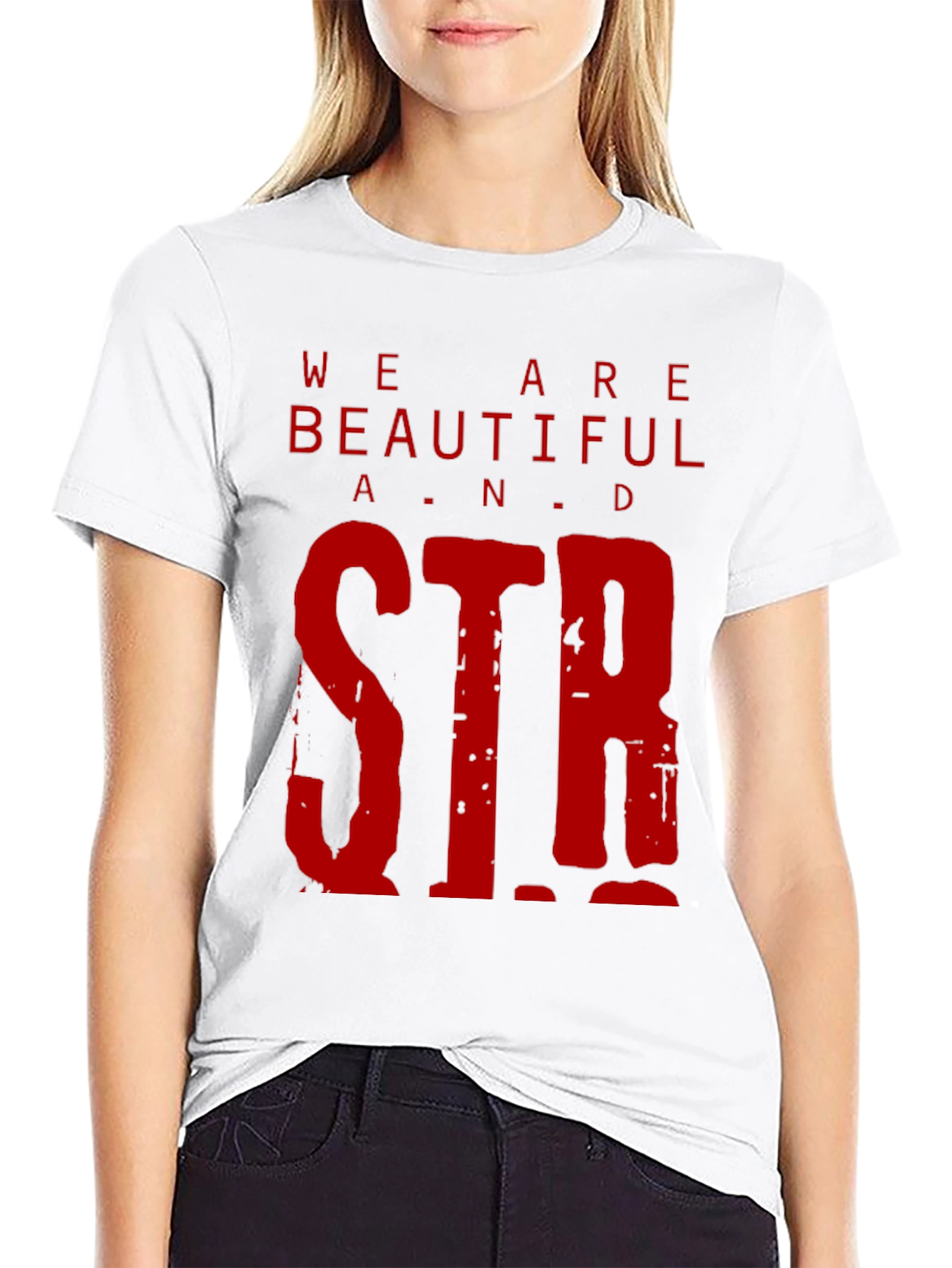 Black We Are Beautiful & Strong Graphic Tee view 9