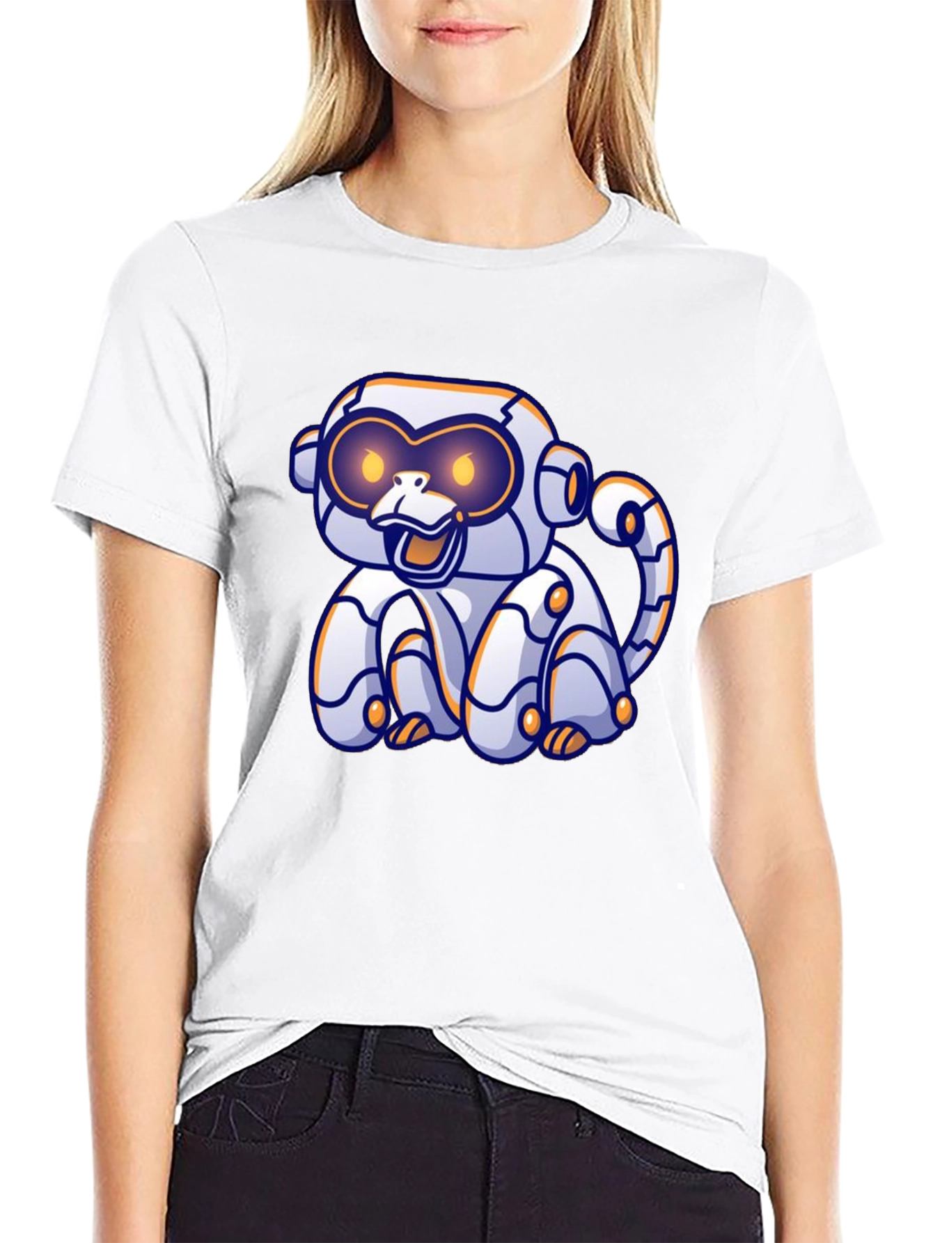 Black Robotic Monkey Graphic T-Shirt - Black view 9