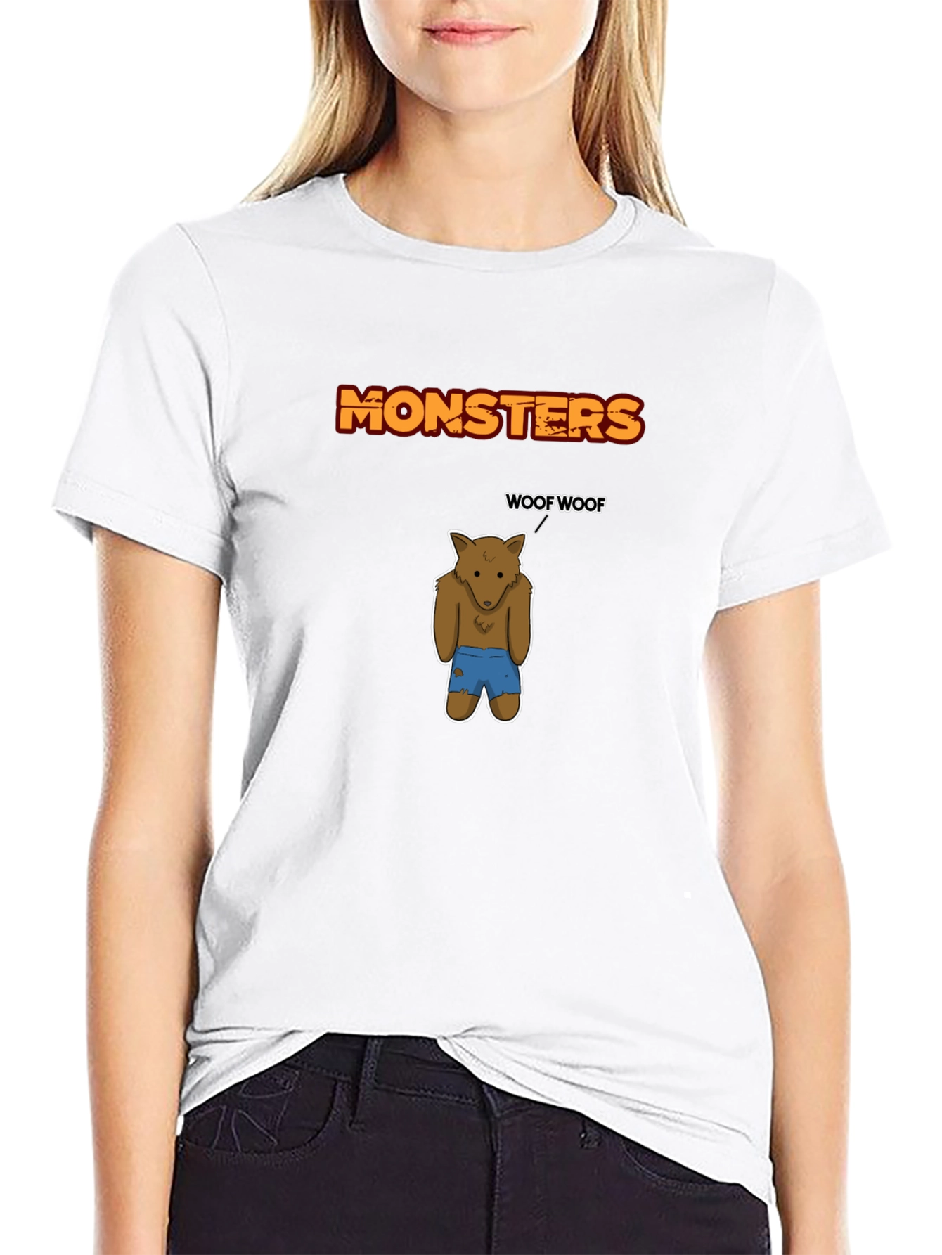 Black Monsters Woof Werewolf Graphic Tee view 9