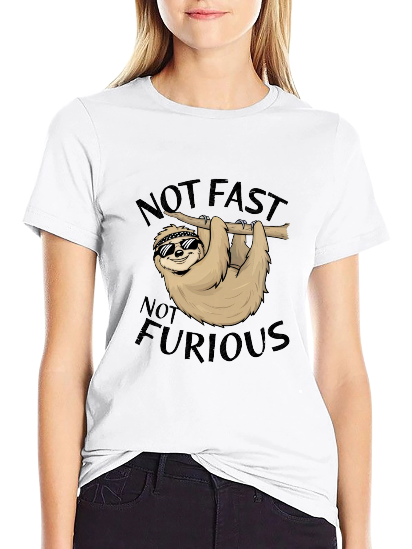 Black Not Fast Not Furious Sloth T-Shirt view 9