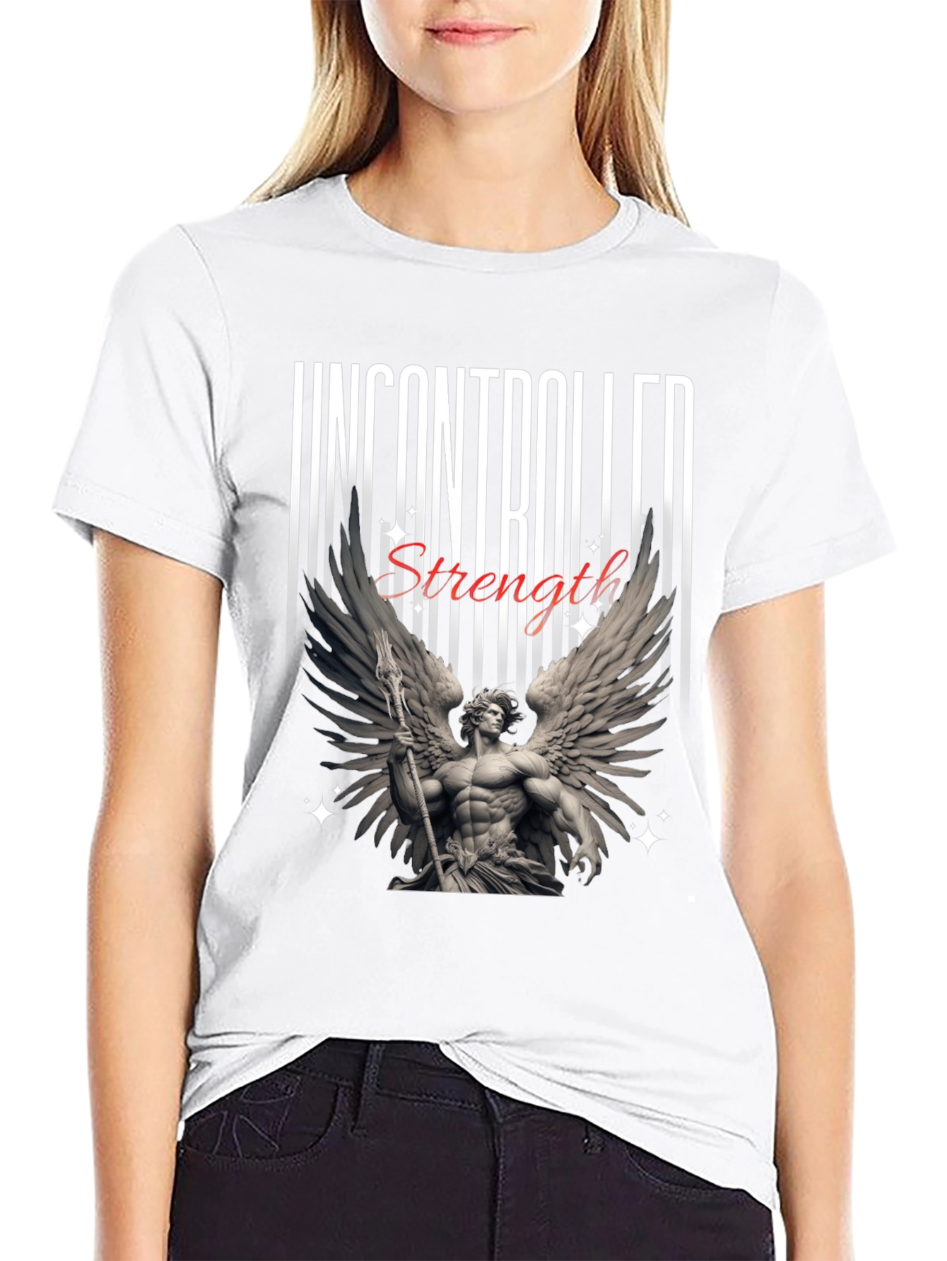 Black Uncontrolled Strength Graphic T-Shirt view 9