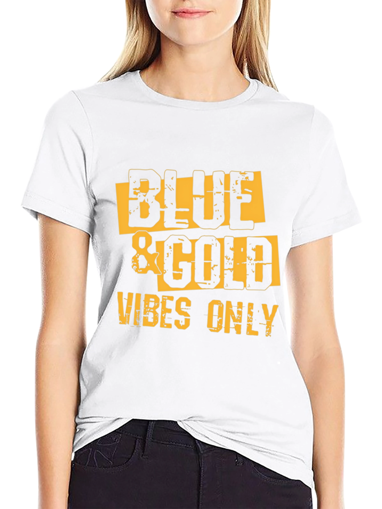 Black Blue & Gold Vibes Only T-Shirt view 9