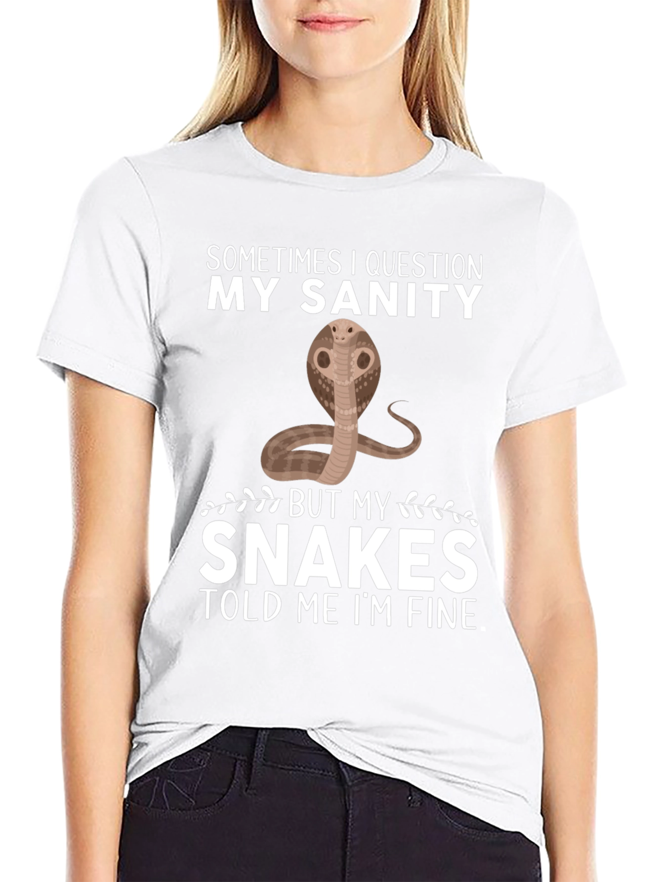 Black Funny Snake T-Shirt: My Sanity Told Me I'm Fine view 9