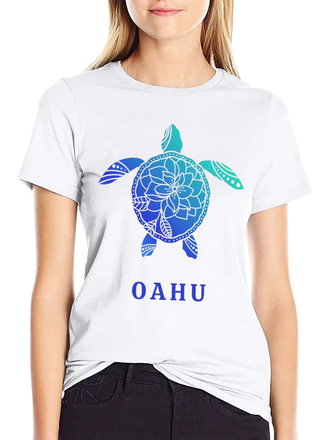Black Oahu Turtle Graphic Tee - Black Cotton T-Shirt view 9