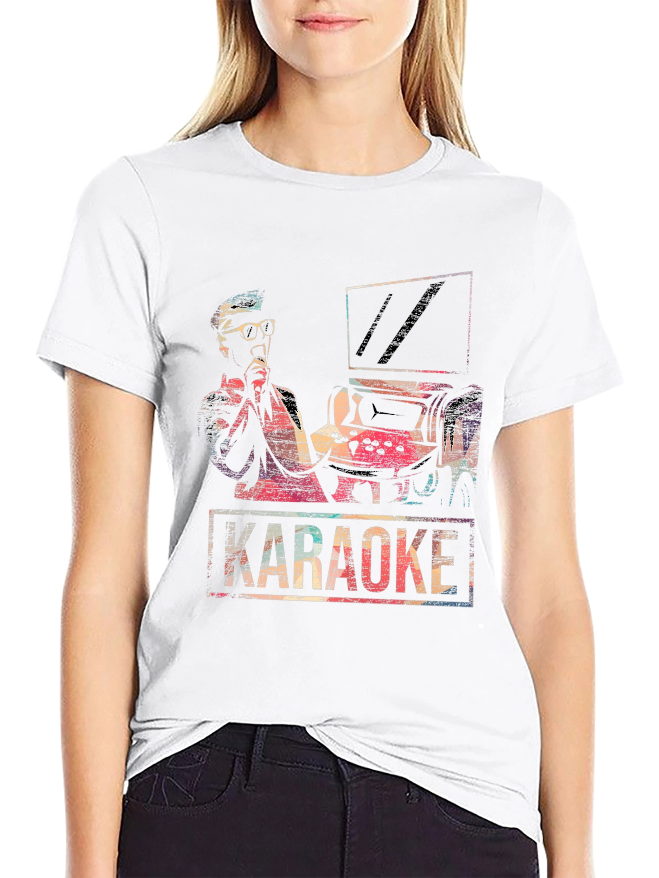 Black Retro Karaoke T-Shirt - Vintage Music Design view 9