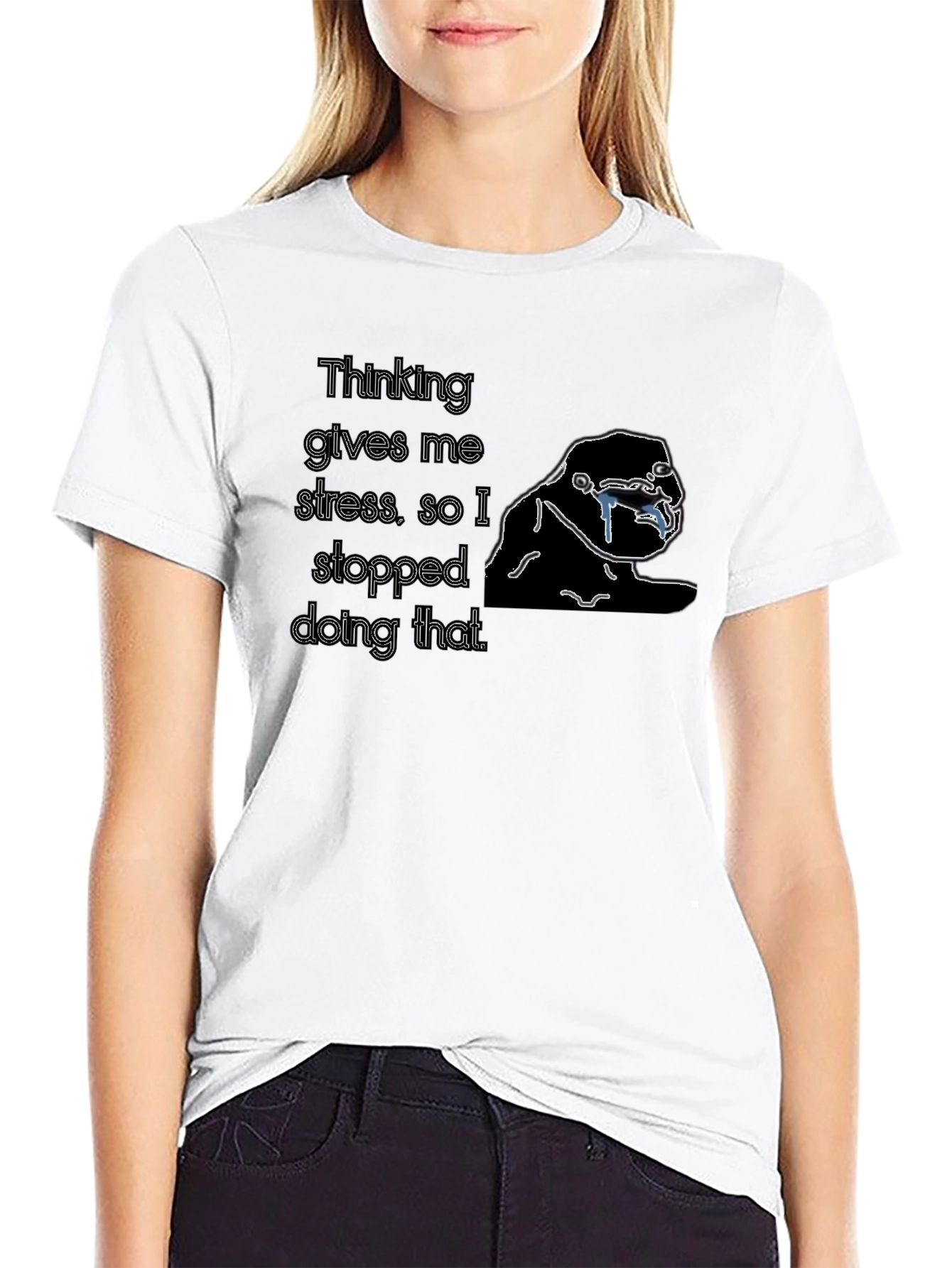 Black Thinking Stress T-Shirt - Funny Sarcastic Tee view 9