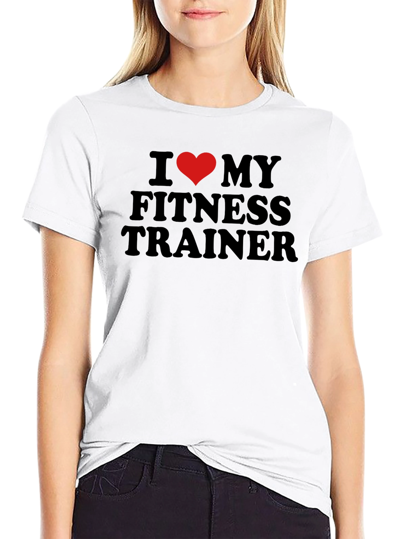 Black I Heart My Fitness Trainer Black Graphic T-Shirt view 9