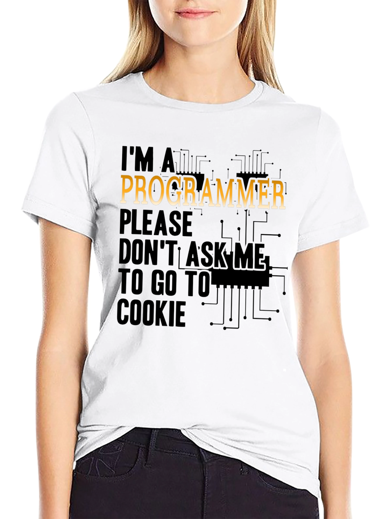 Black Programmer T-Shirt: Don't Ask Me to Go to Cookie! view 9
