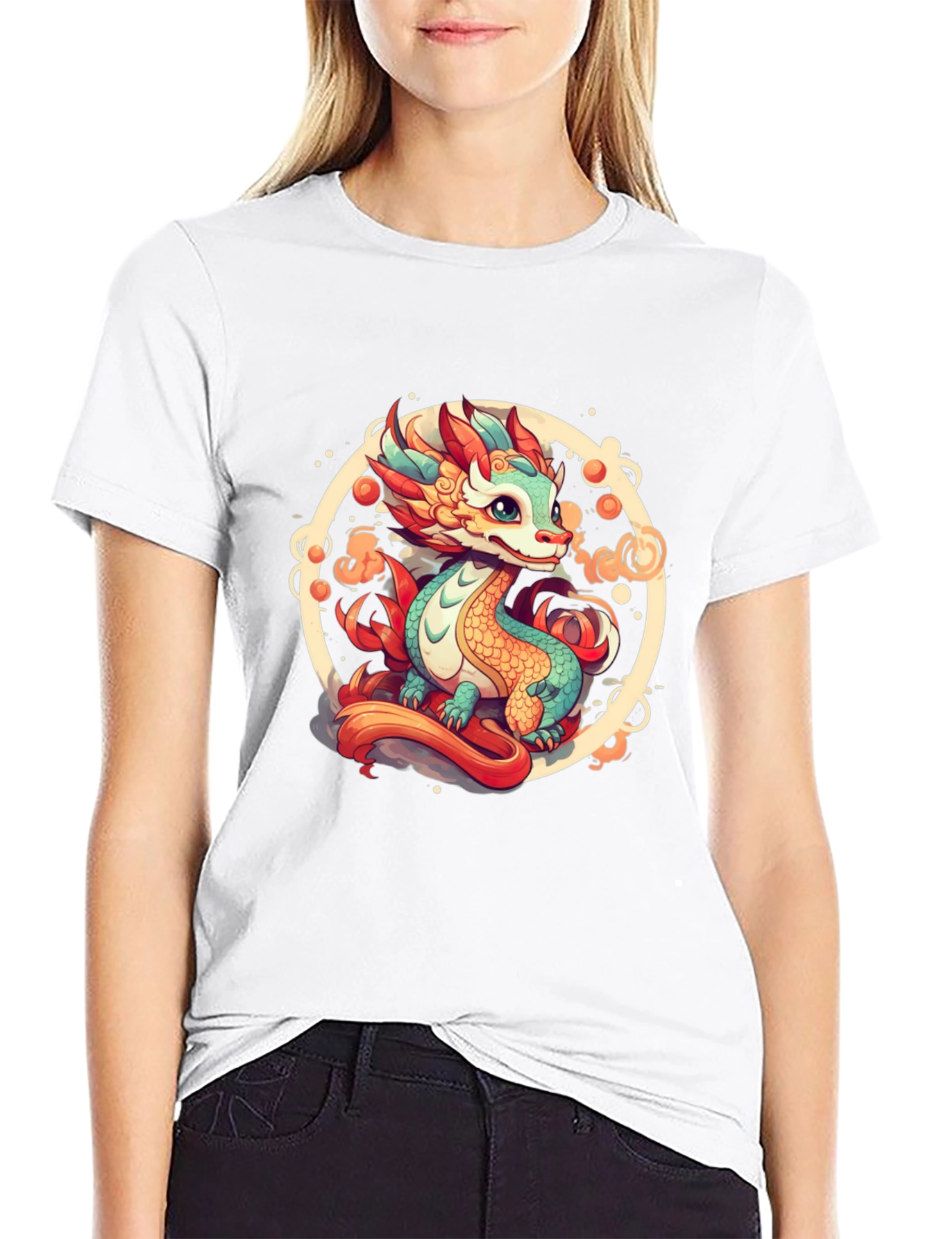 Cute Dragon Graphic Tee - Black T-Shirt - 9