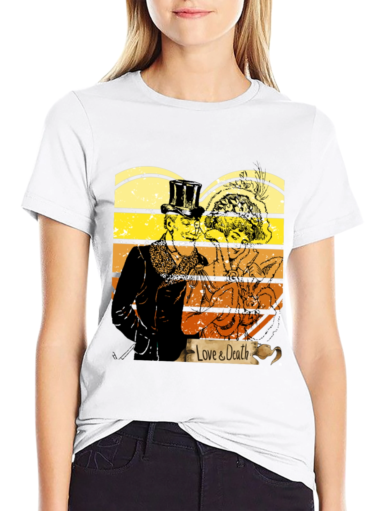 Black Love & Death Graphic T-Shirt - Vintage Style Tee view 9