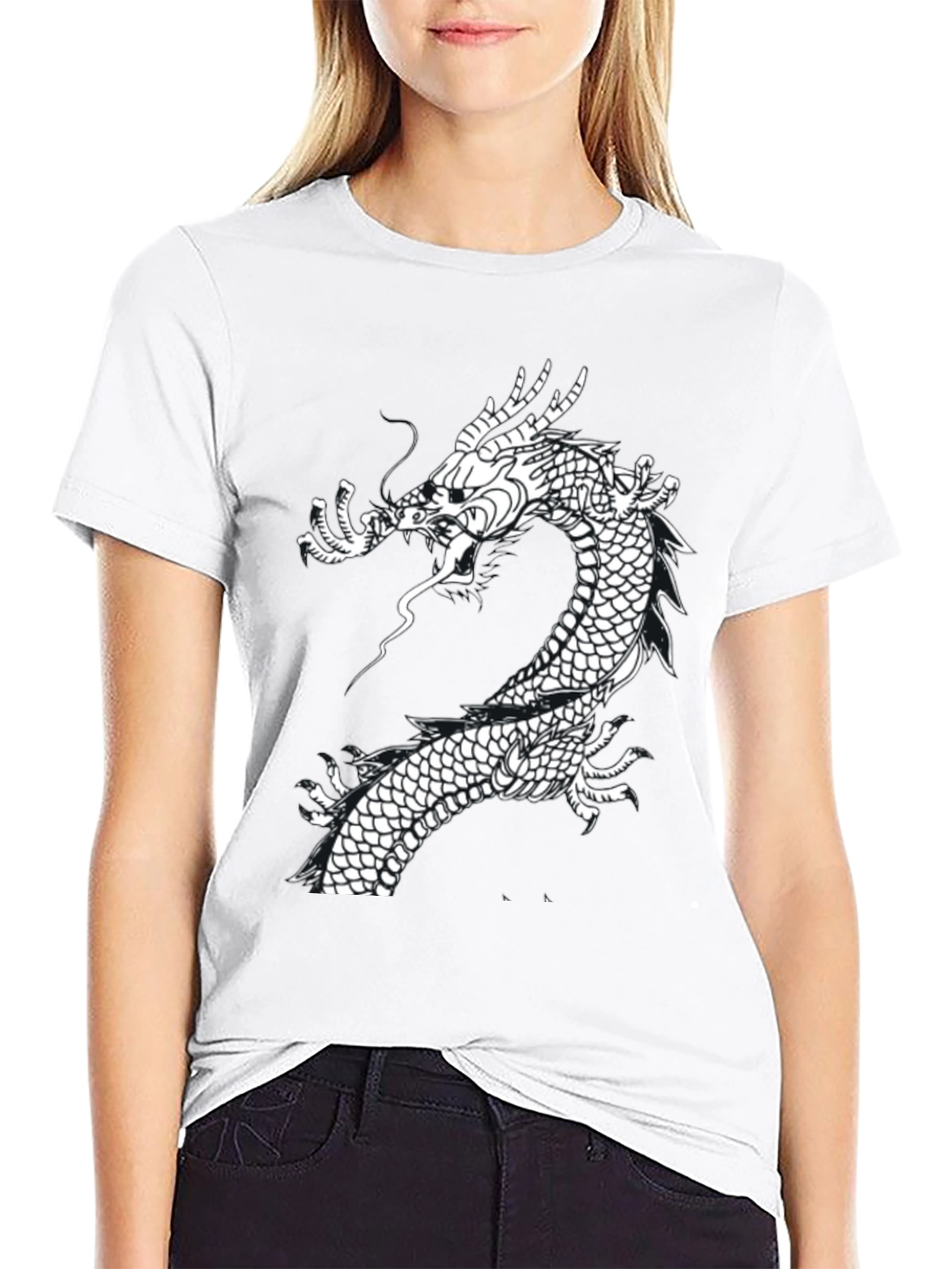 Black Dragon Graphic Tee - Black Cotton T-Shirt view 9