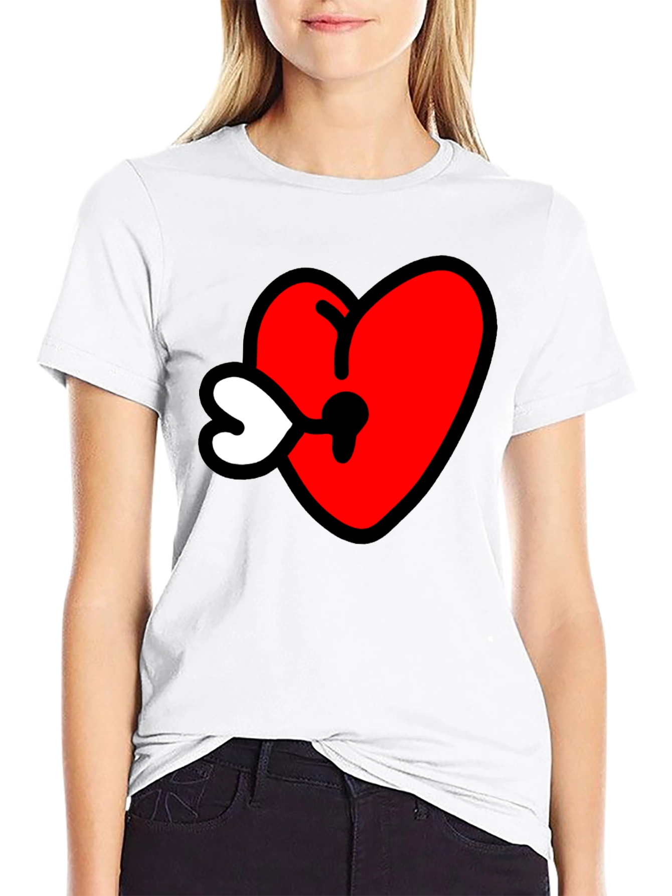 Black Heart Keyhole Graphic Tee - Black view 9
