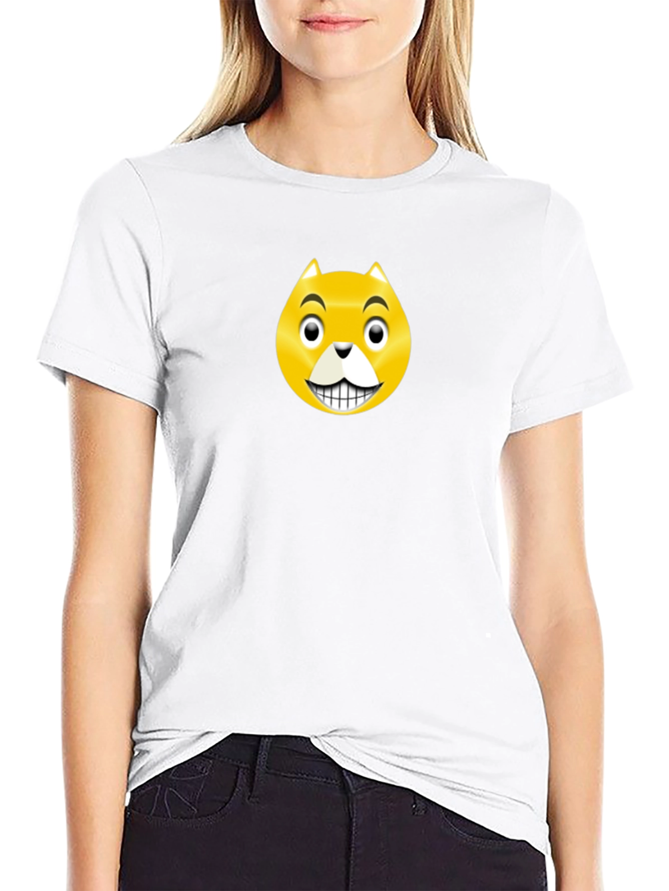 Black Funny Cat Emoji T-Shirt view 9