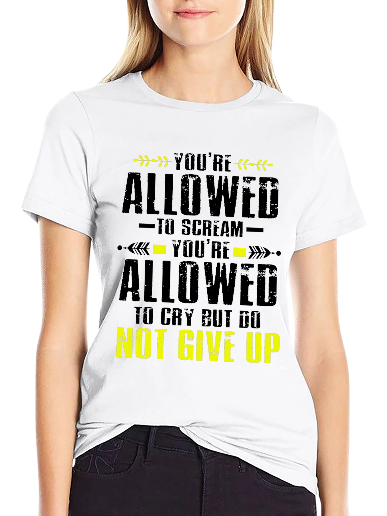 Black Motivational Graphic Tee - You're Allowed to Scream view 9