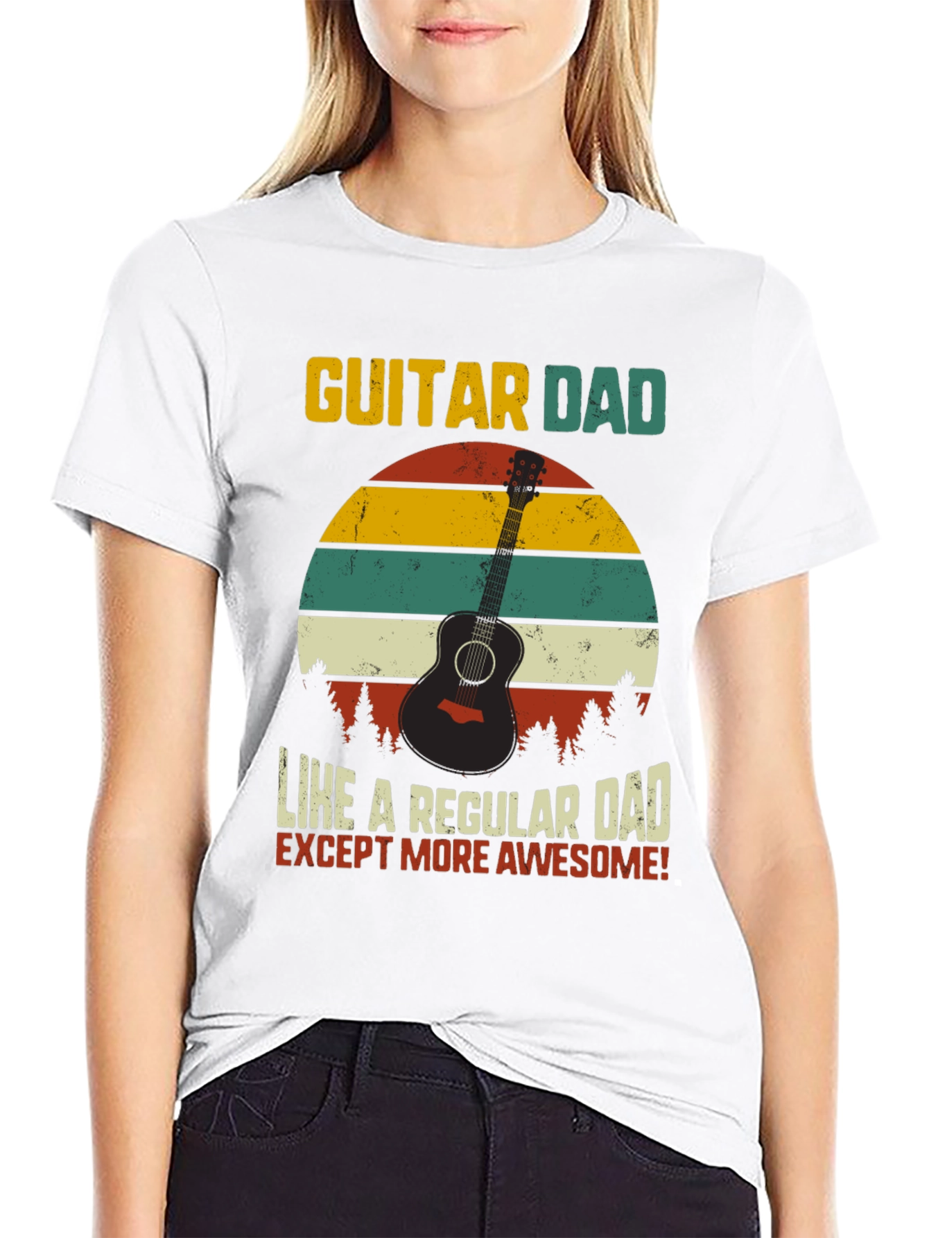 Black Guitar Dad Awesome T-Shirt view 9
