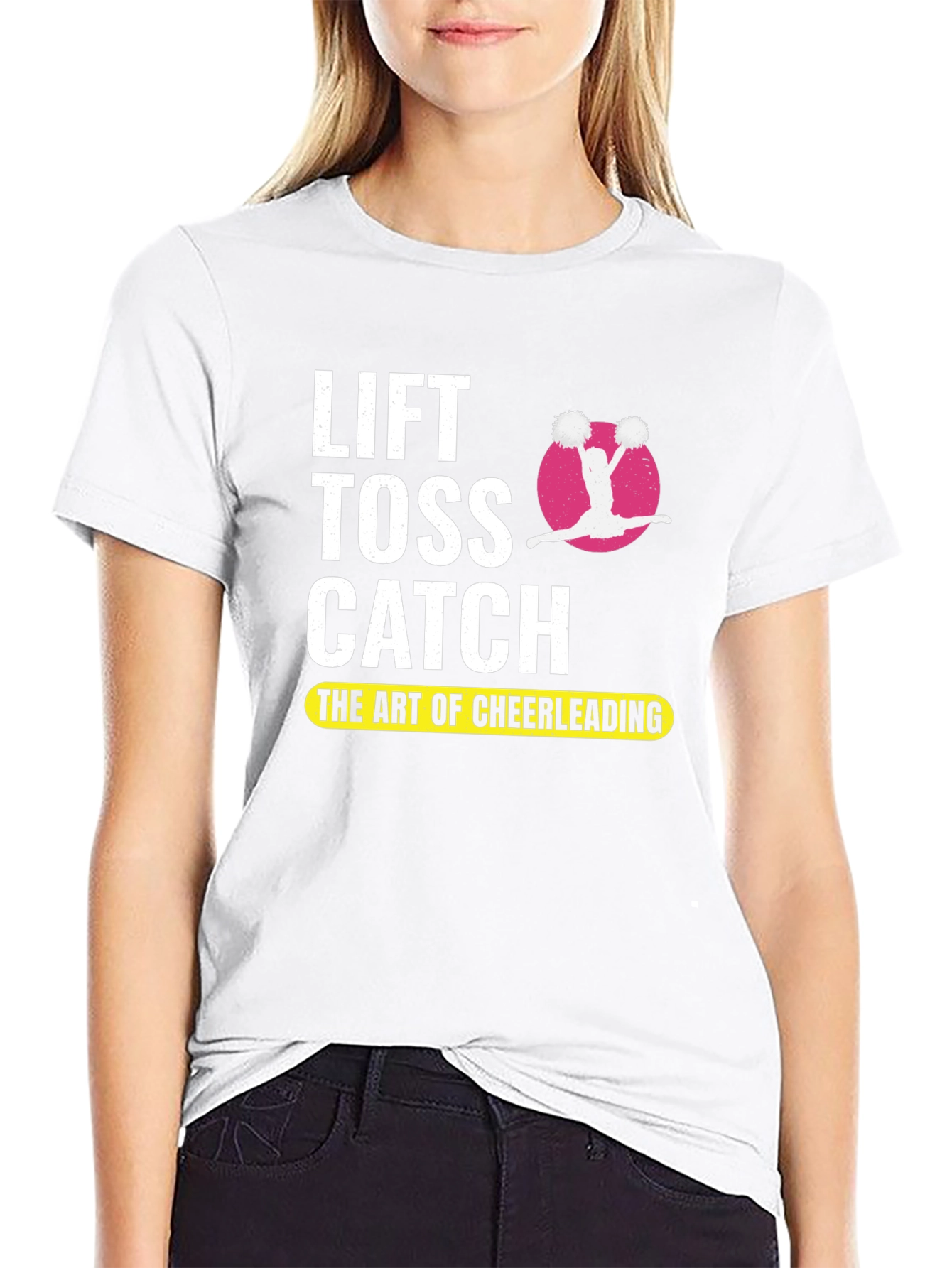 Black Cheerleading Lift Toss Catch Black T-Shirt view 9
