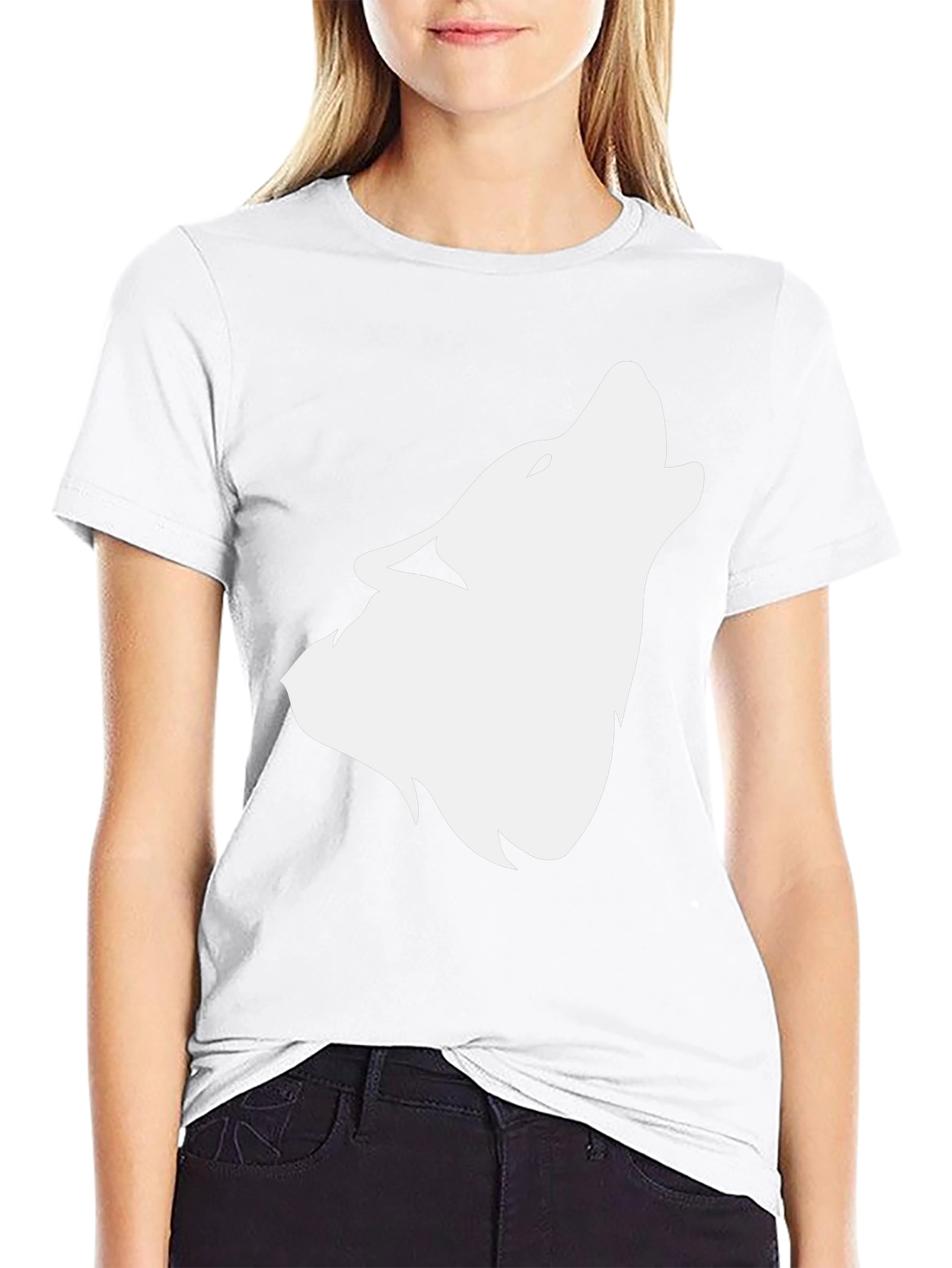 Black Black T-Shirt with White Wolf Graphic view 9