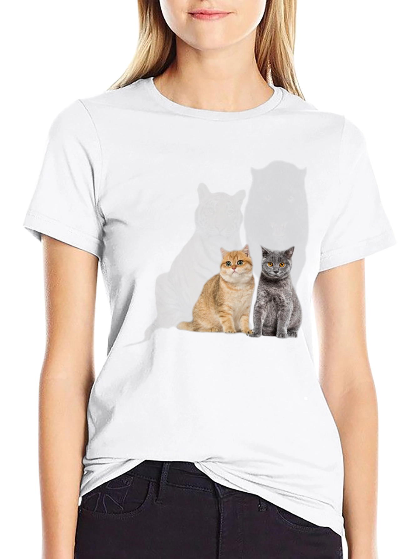 Black Cool Cat T-Shirt - Two Cats view 9