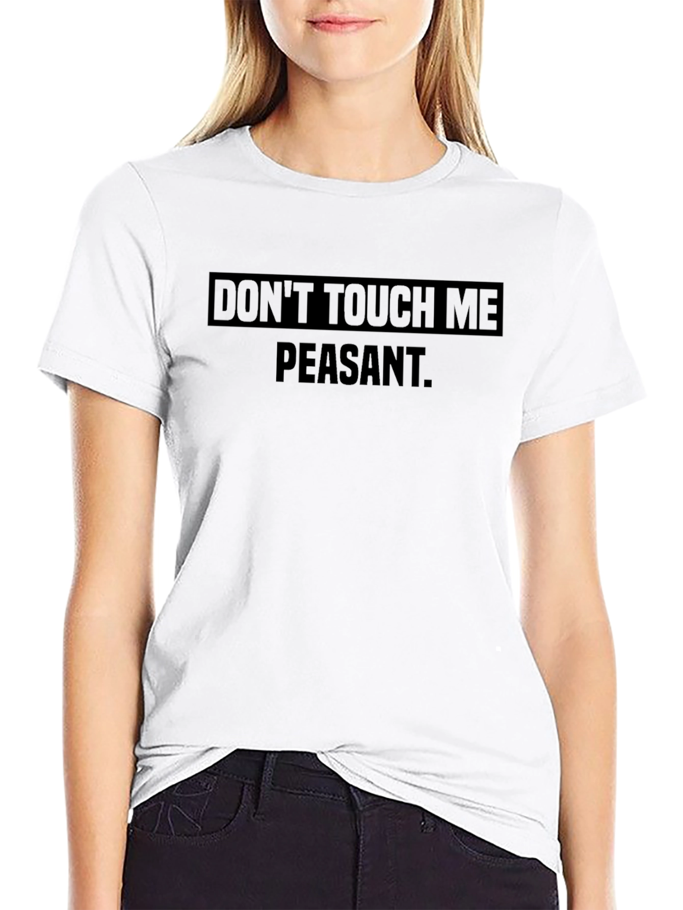 Black Don't Touch Me Peasant Black Graphic Tee view 9