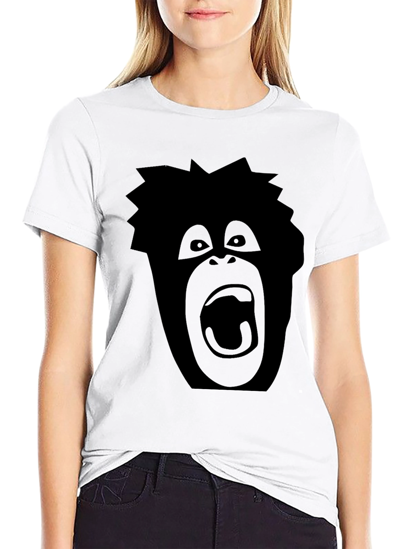 Black Screaming Ape Graphic Tee - Black Cotton T-Shirt view 9