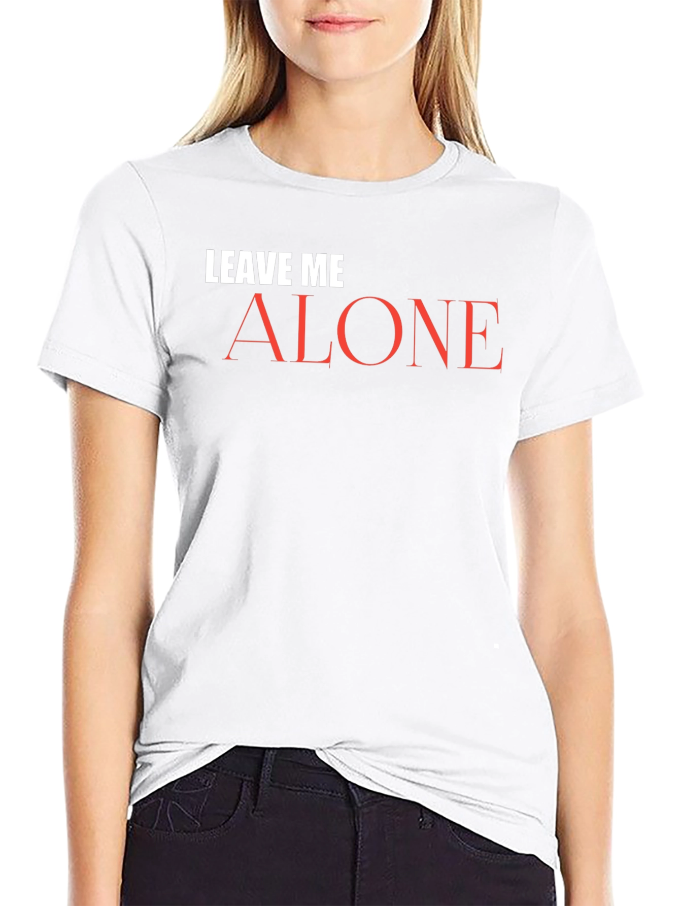 Black Leave Me Alone Graphic Tee - Black Cotton T-Shirt view 9