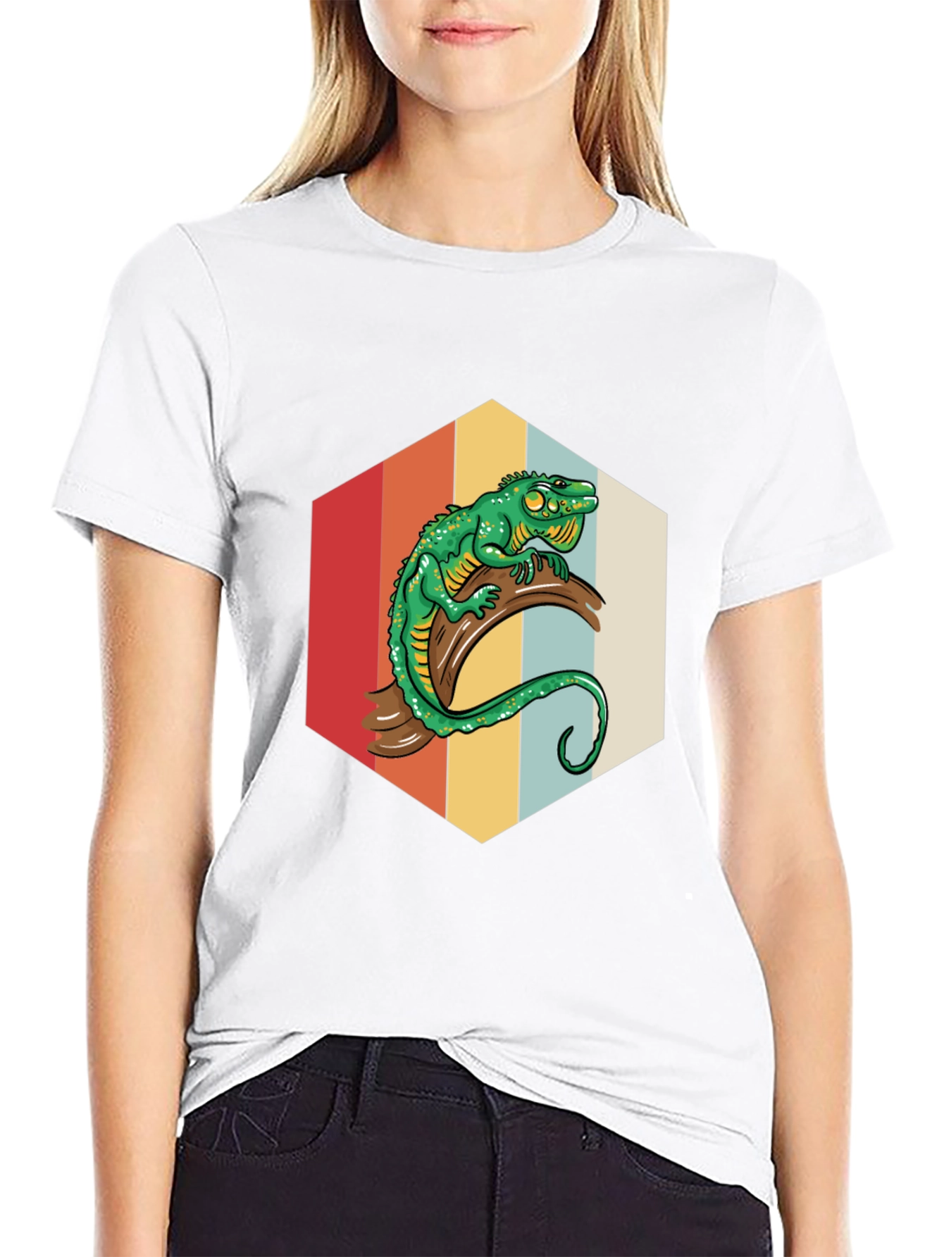 Black Retro Lizard Graphic Tee - Cool Reptile Design view 9