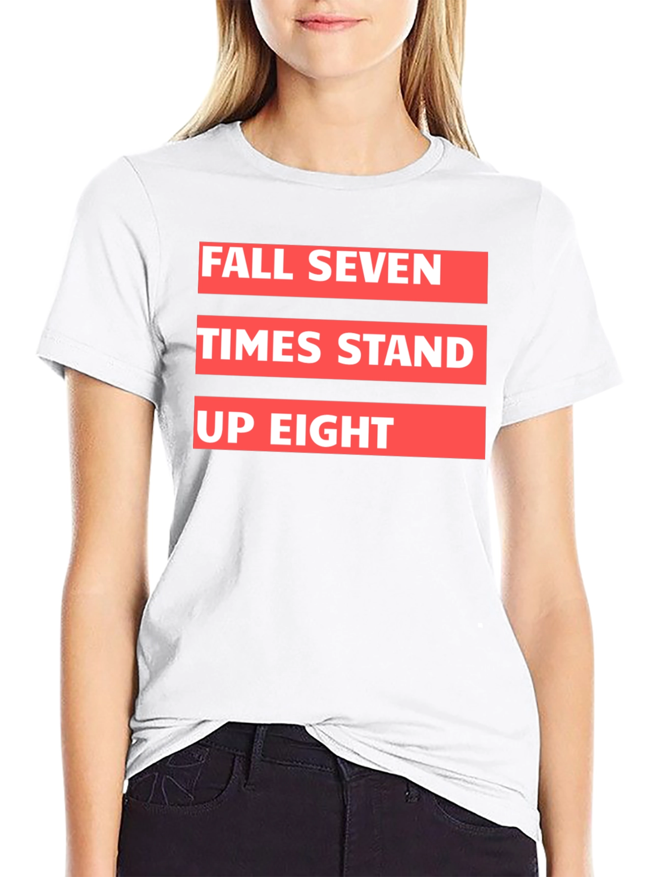 Black Fall Seven Times Stand Up Eight Graphic Tee view 9
