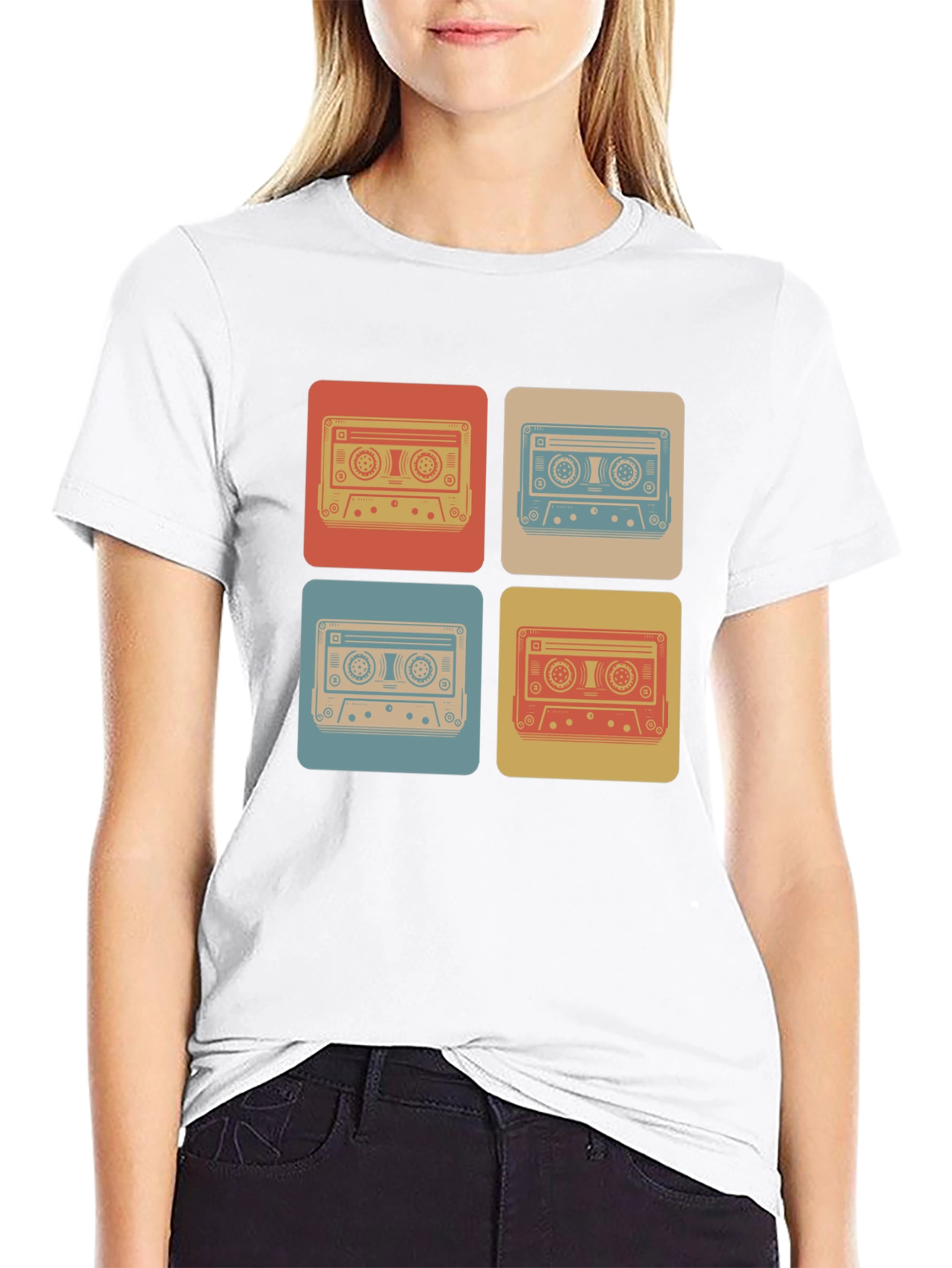 Black Retro Cassette Tape T-Shirt - Vintage Music Lover Tee view 9
