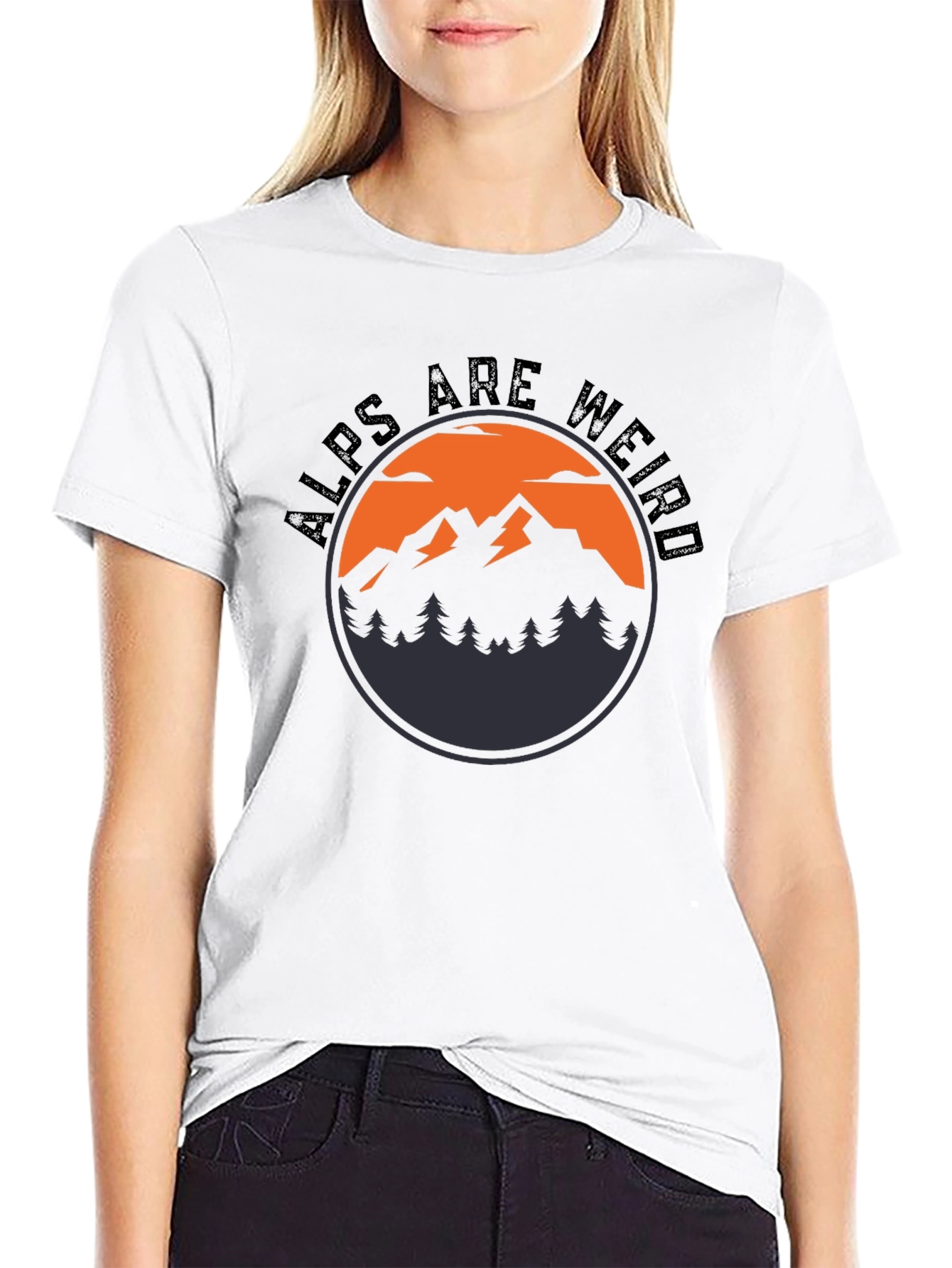 Black Alps Are Weird Graphic T-Shirt view 9