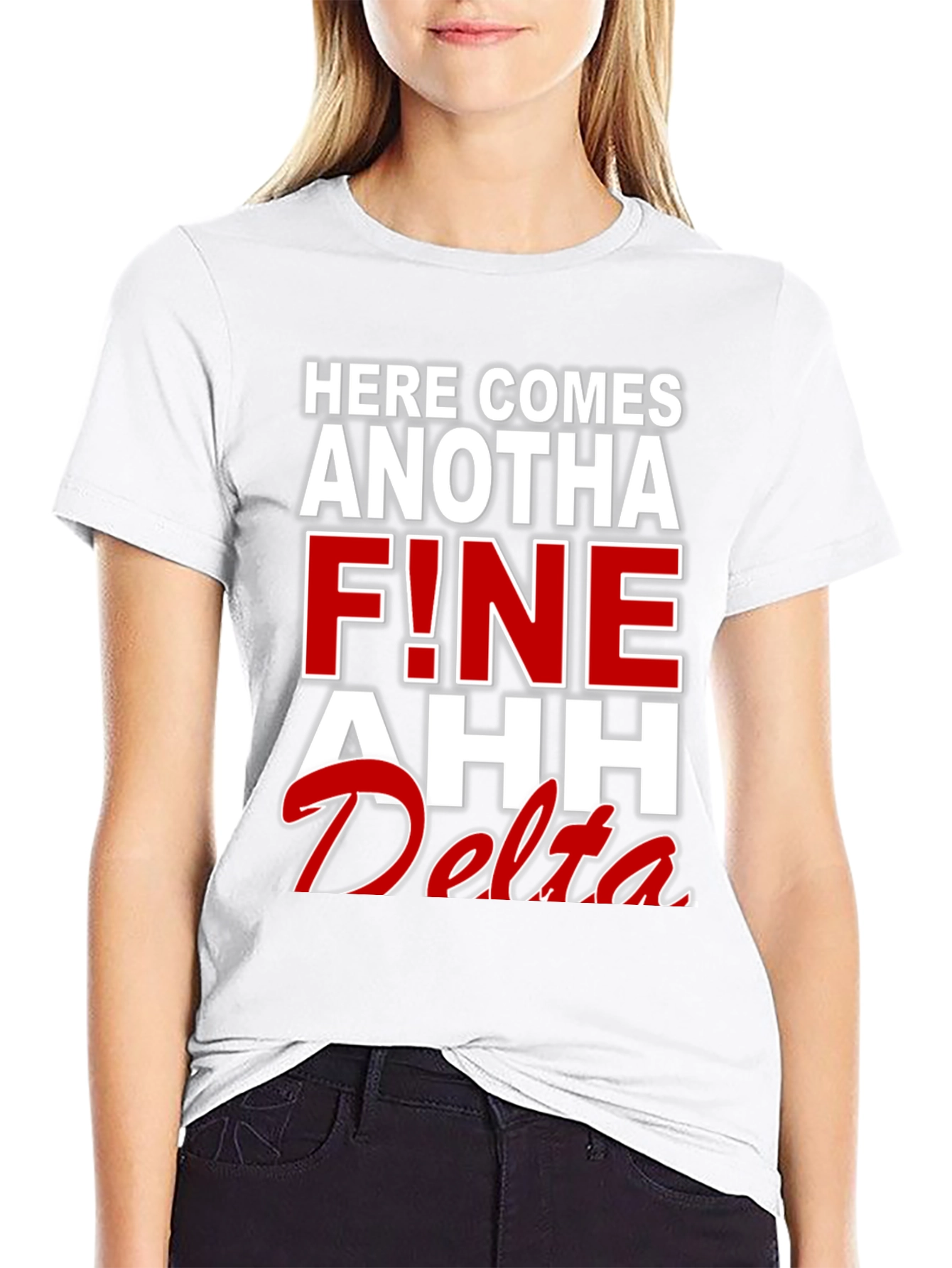 Black Here Comes Anotha F!ne Ahh Delta T-Shirt view 9