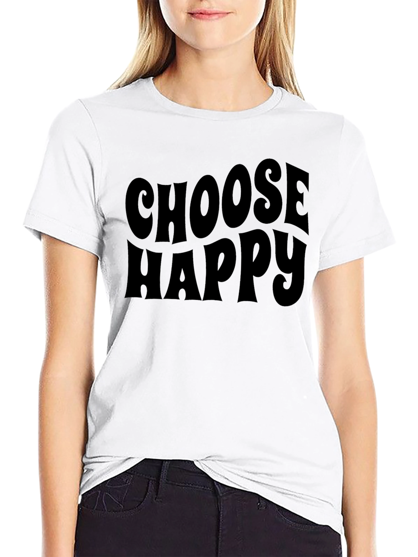 Black Choose Happy Graphic Tee - Retro Style view 9