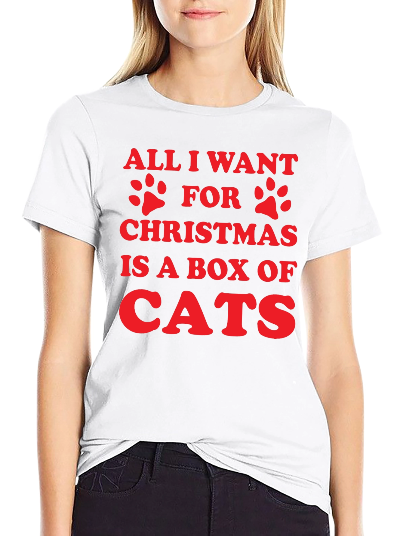 Black All I Want For Christmas is Cats Graphic Tee view 9