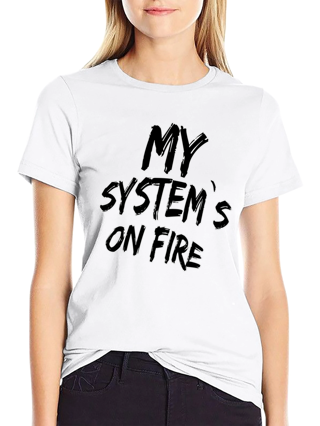 Black My System's On Fire Black T-Shirt view 9