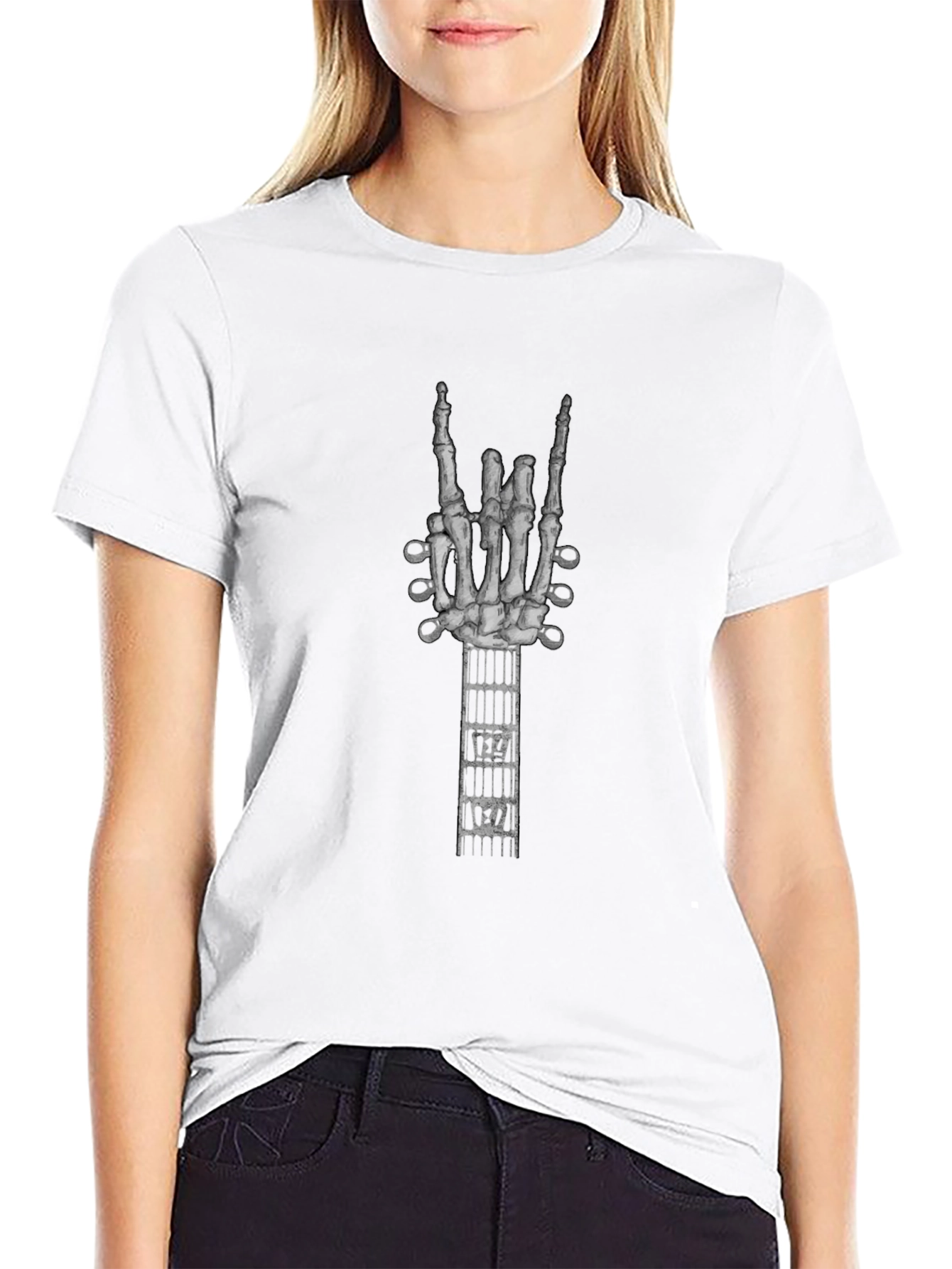 Rock On Skeleton Hand Guitar T-Shirt - 9