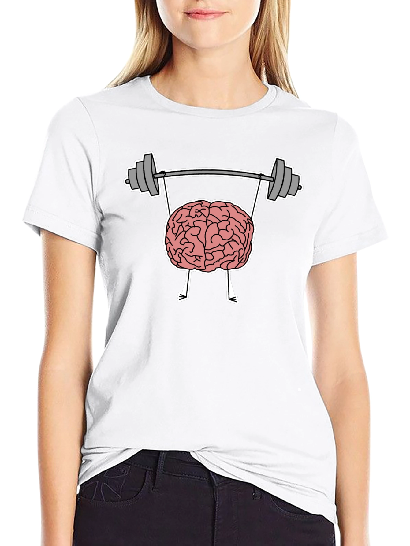 Black Brain Lifting Weights Graphic Tee - Black Cotton T-Shirt view 9