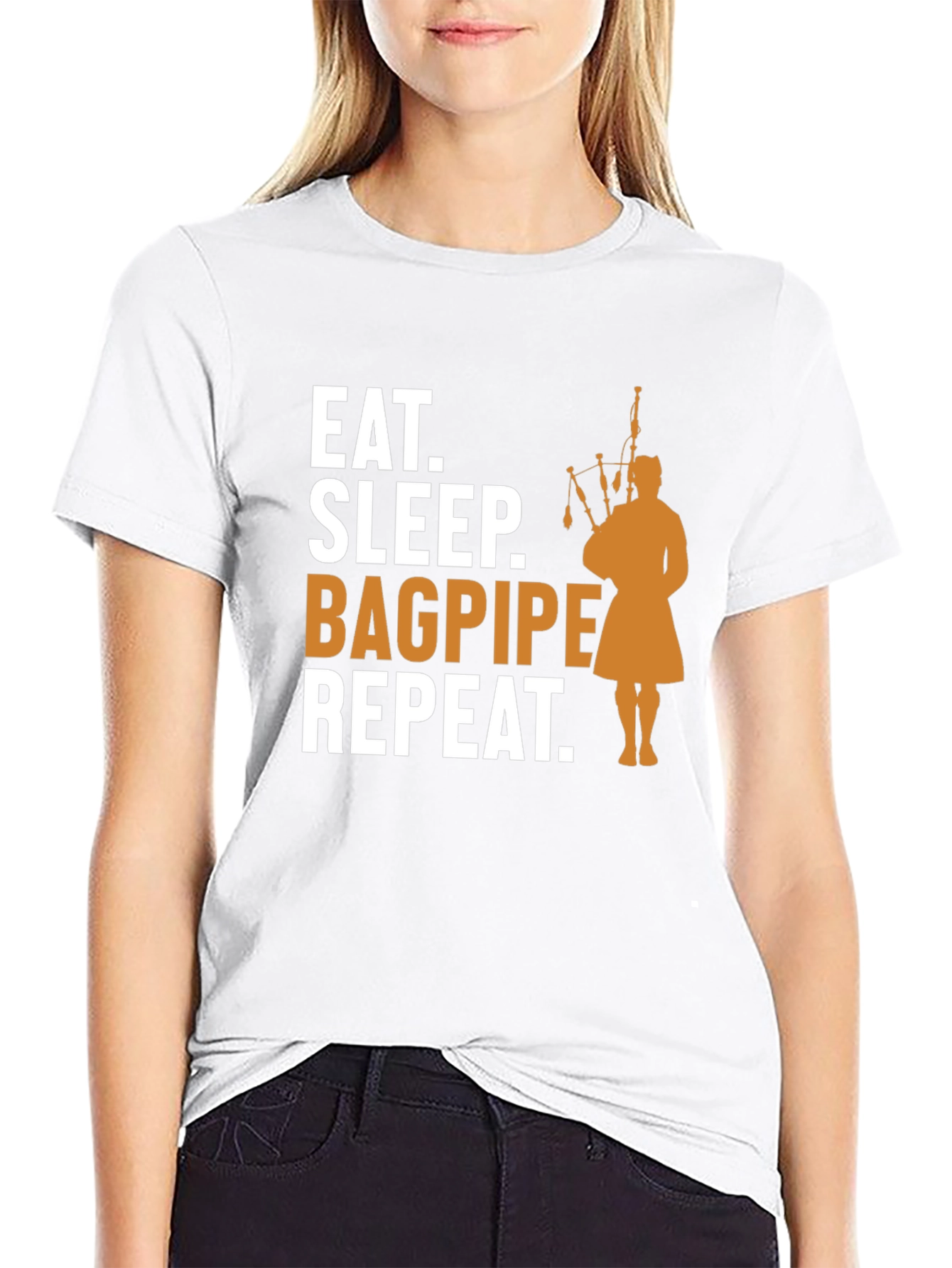 Black Eat, Sleep, Bagpipe, Repeat T-Shirt - Black view 9