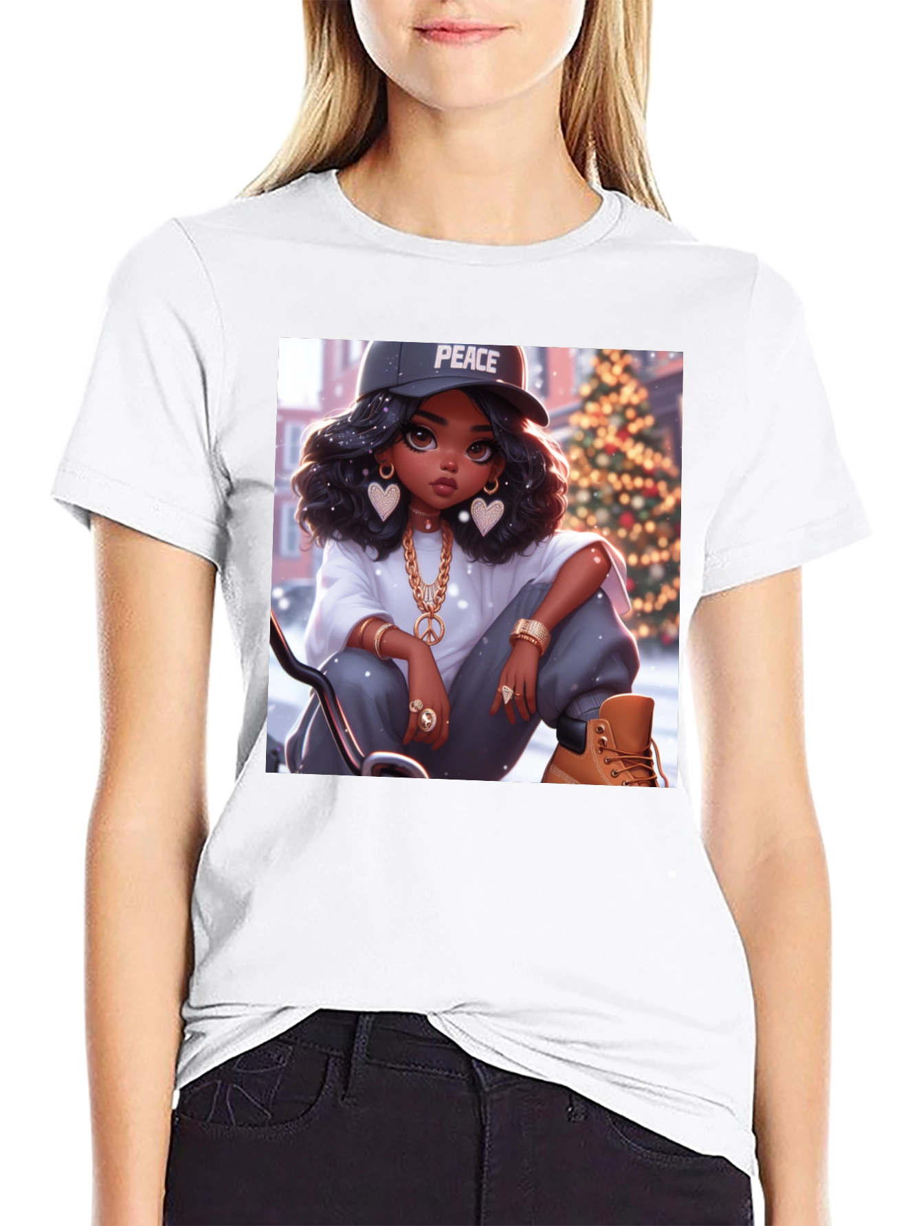 Black Peace Girl Black T-Shirt view 9