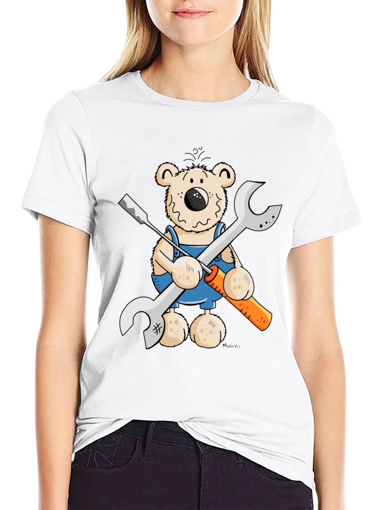 Black Mechanic Bear Graphic T-Shirt view 9