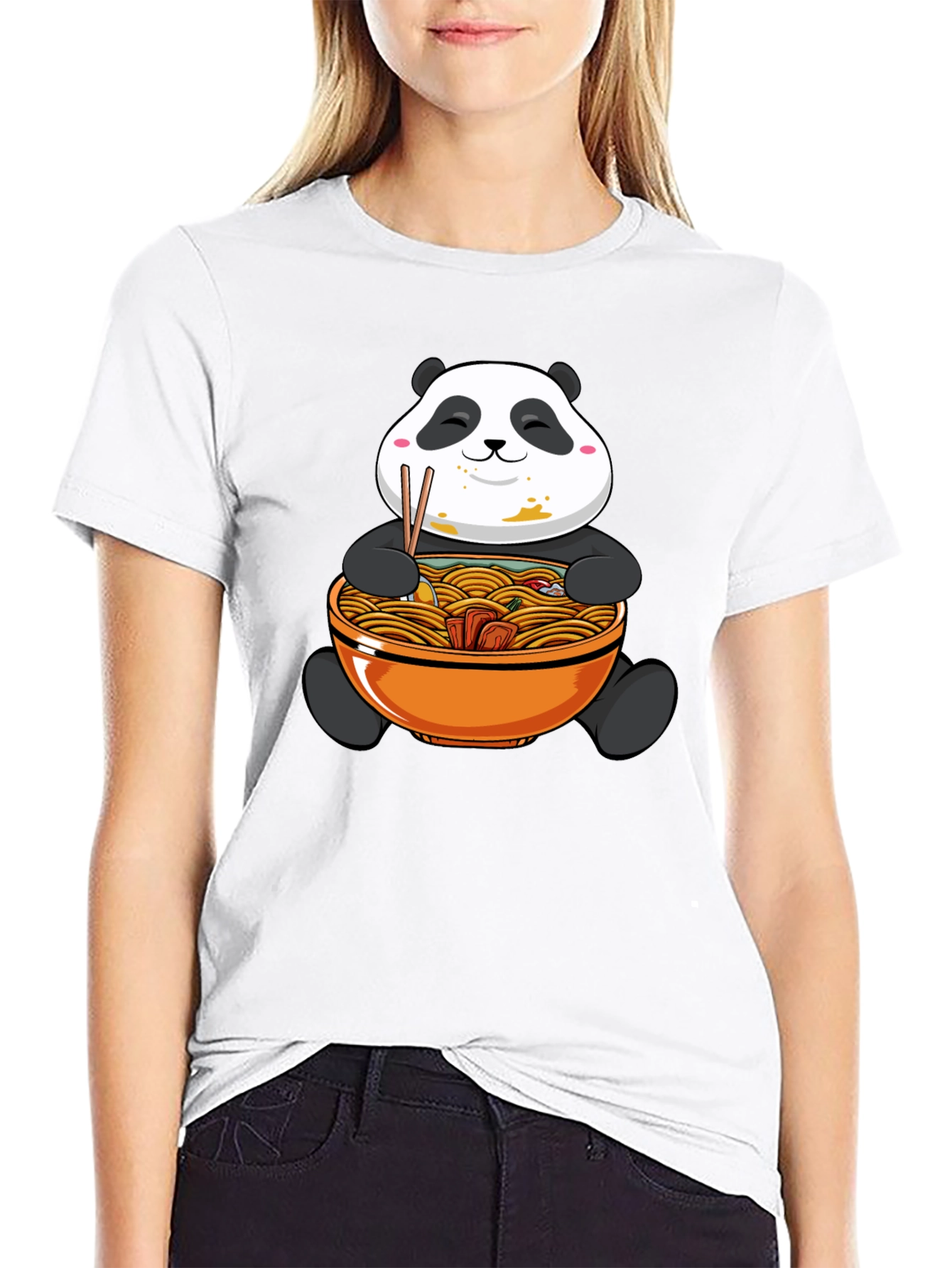 Black Panda Ramen Graphic Tee - Black Cotton Comfort view 9
