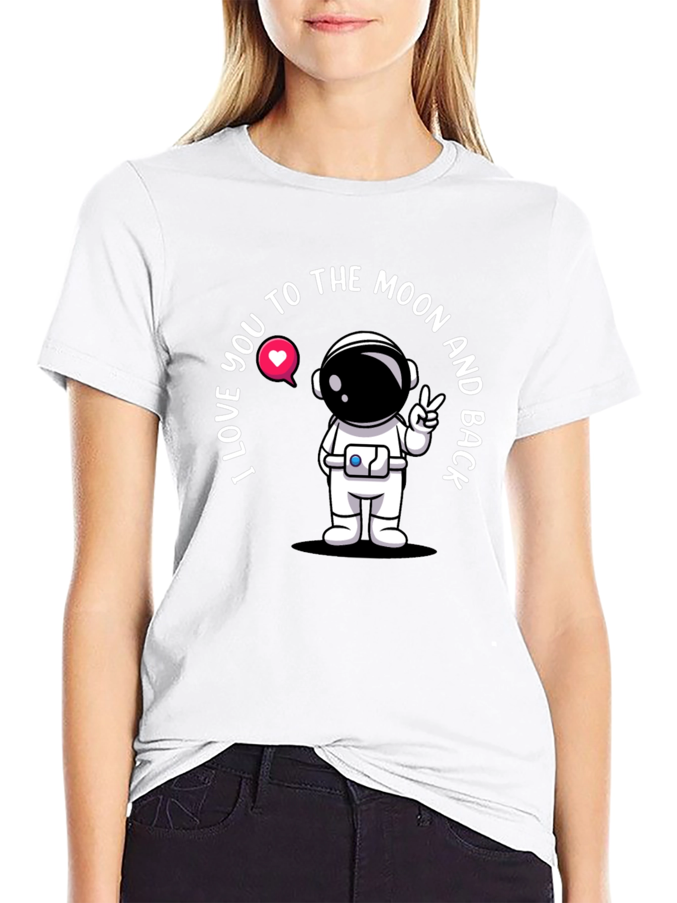 Black I Love You To The Moon Astronaut Black T-Shirt view 9